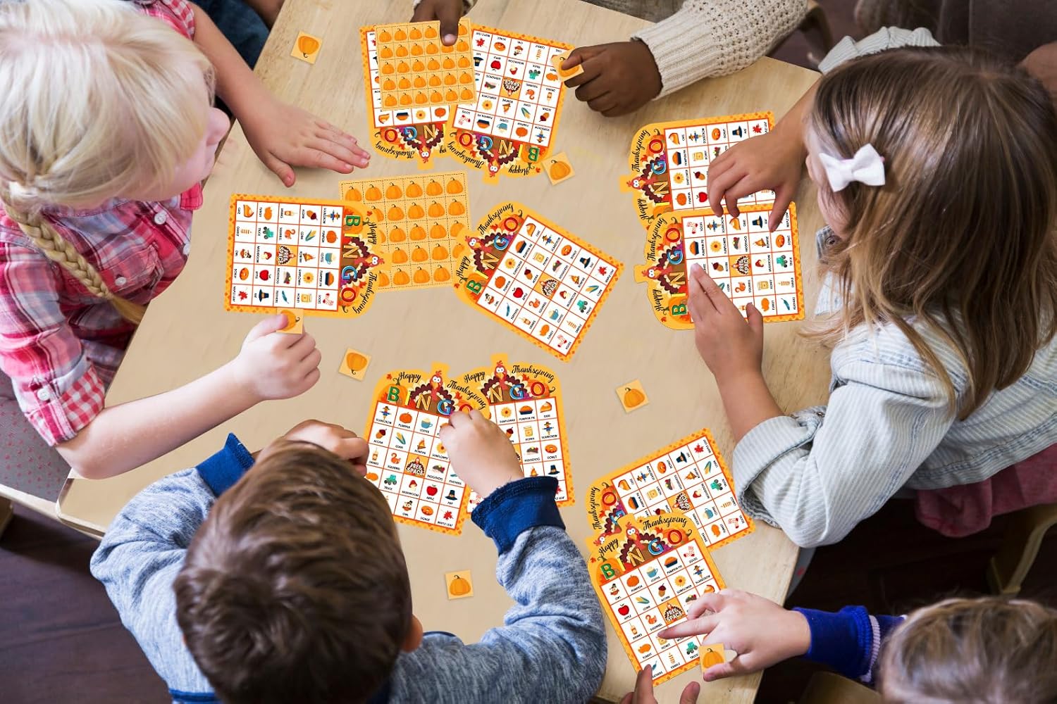 PETCEE Juego de bingo de Acción de Gracias para niños y adultos, 26 jugadores, tarjetas de bingo de Acción de Gracias, juego de bingo de otoño para