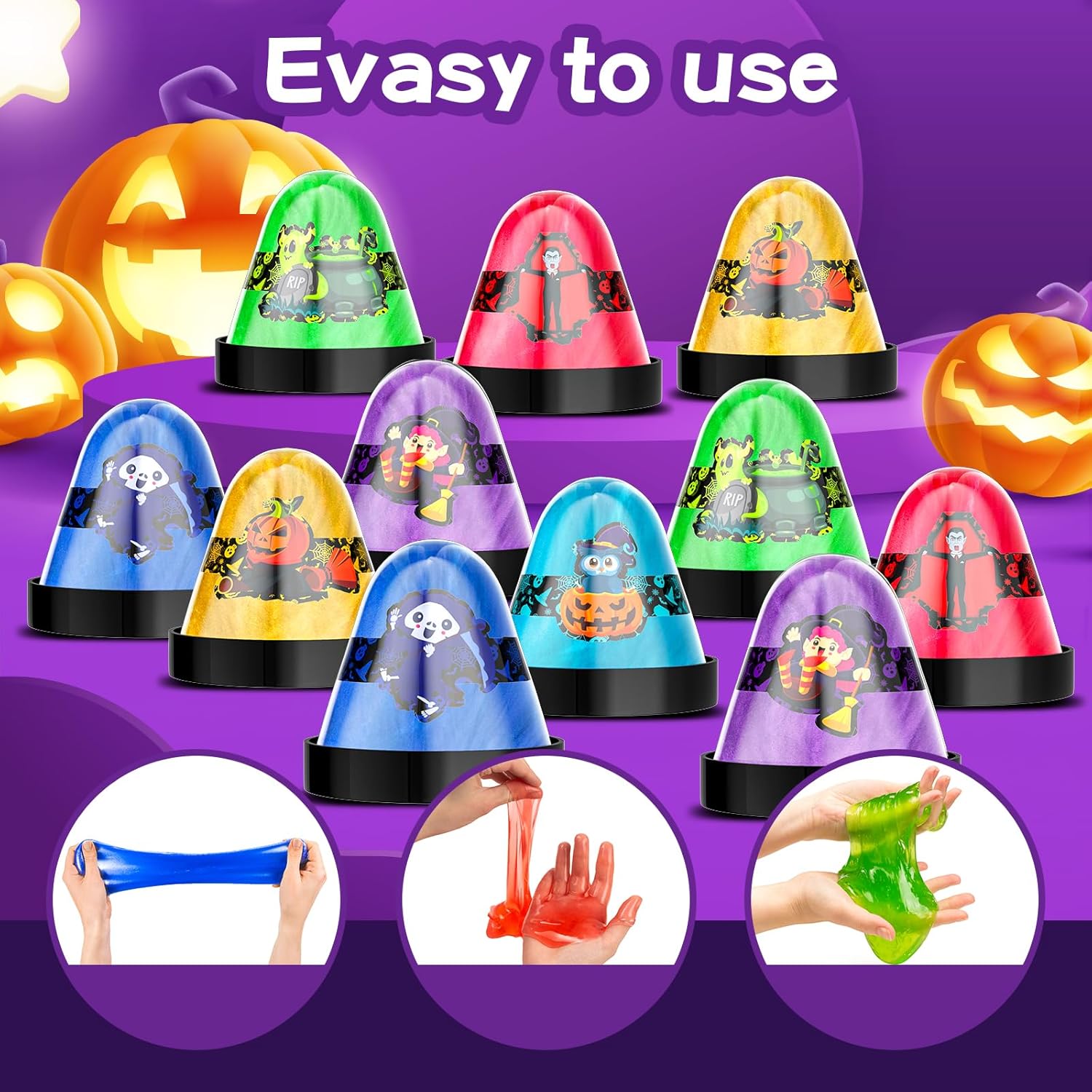 MGparty Recuerdos de fiesta de Halloween para niños, paquete de 12 unidades de slime con insectos de plástico, juguetes de limo para aliviar el