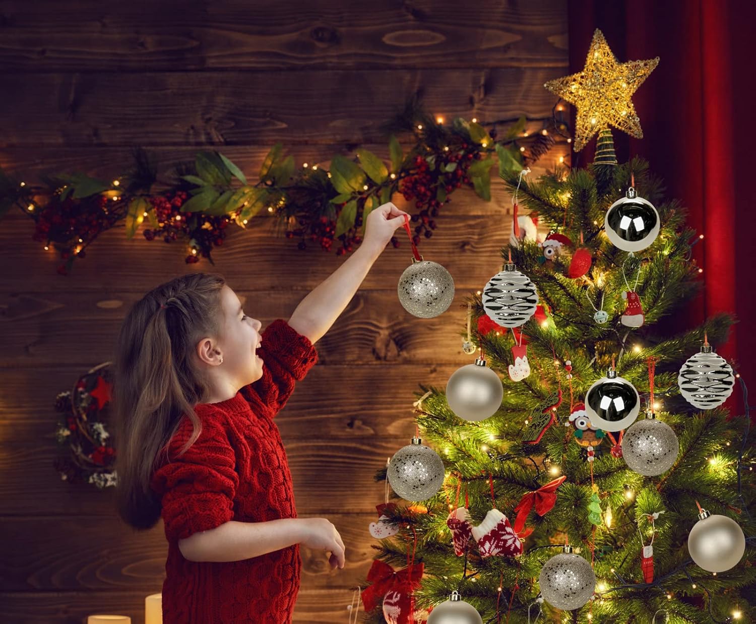 Adornos de bola de Navidad color champán de 3.15 pulgadas, 12 piezas para árbol de Navidad, inastillables, decoración del árbol de Navidad, juego de