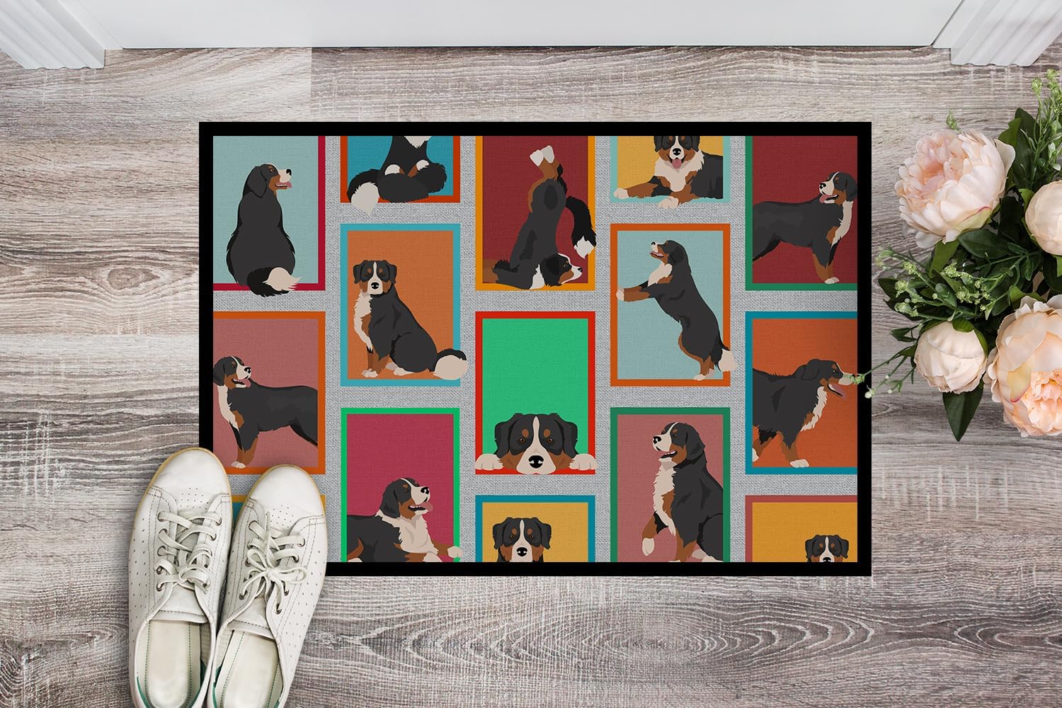 Caroline’s Treasures MLM1087MAT – Felpudo de perro de montaña bernés de 18 x 27 pulgadas, para interiores y exteriores, para entrada,