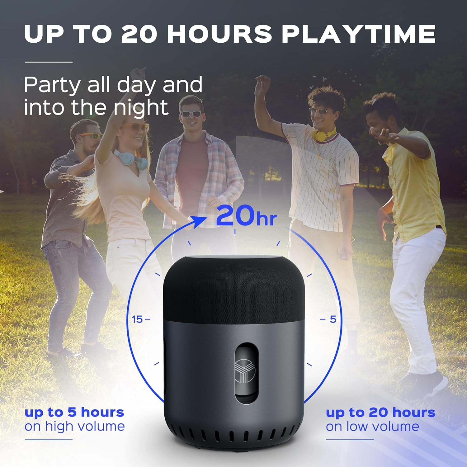 TREBLAB Altavoz Bluetooth portátil HD-360 – Potente sistema de 5 controladores con subwoofer y 8 radiadores de graves, sonido envolvente de 360 ,
