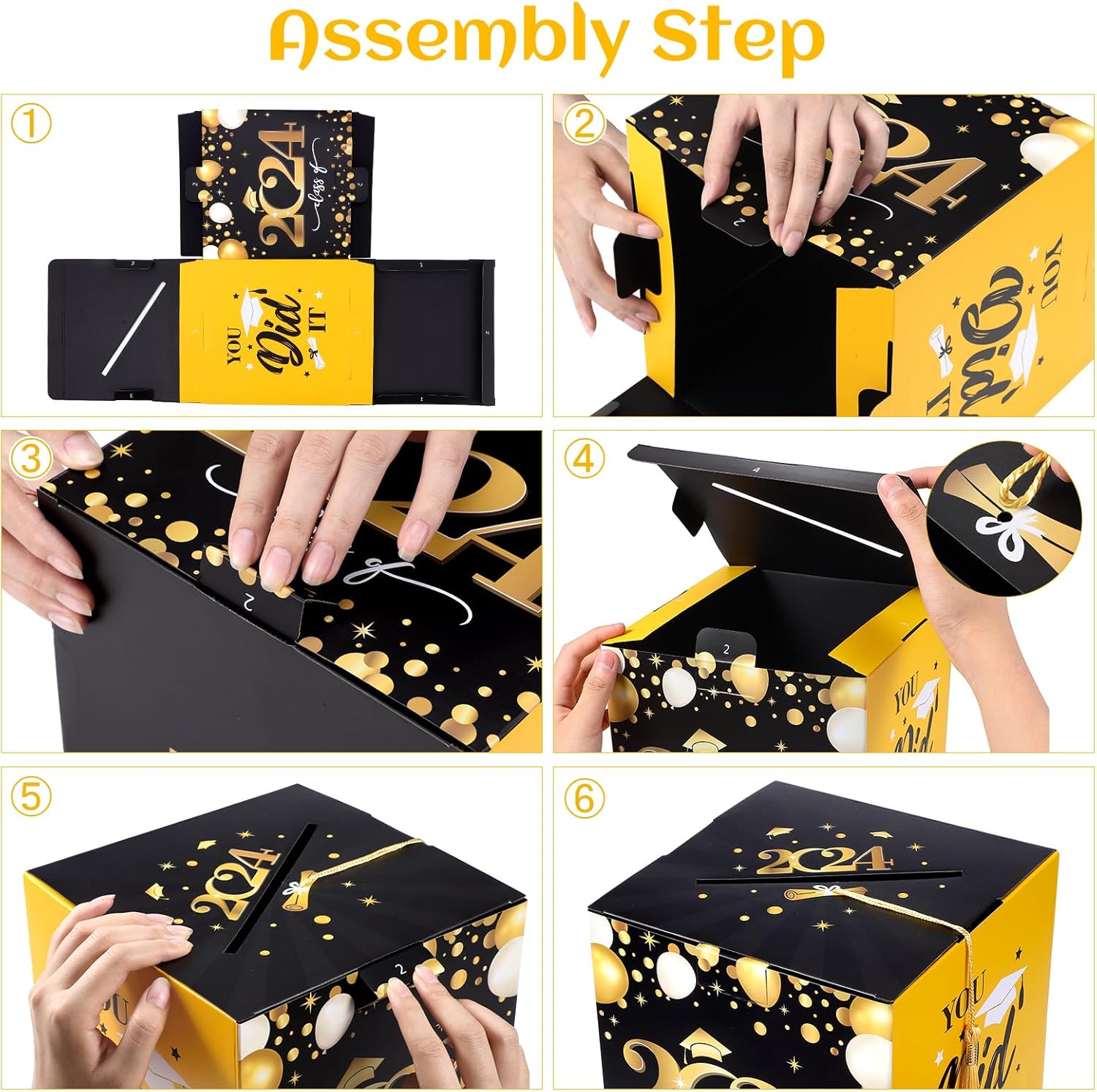 Unomor Caja de tarjetas de graduación 2024 Felicidades para fiesta de graduación, suministros para fiesta de graduación 2024, suministros para