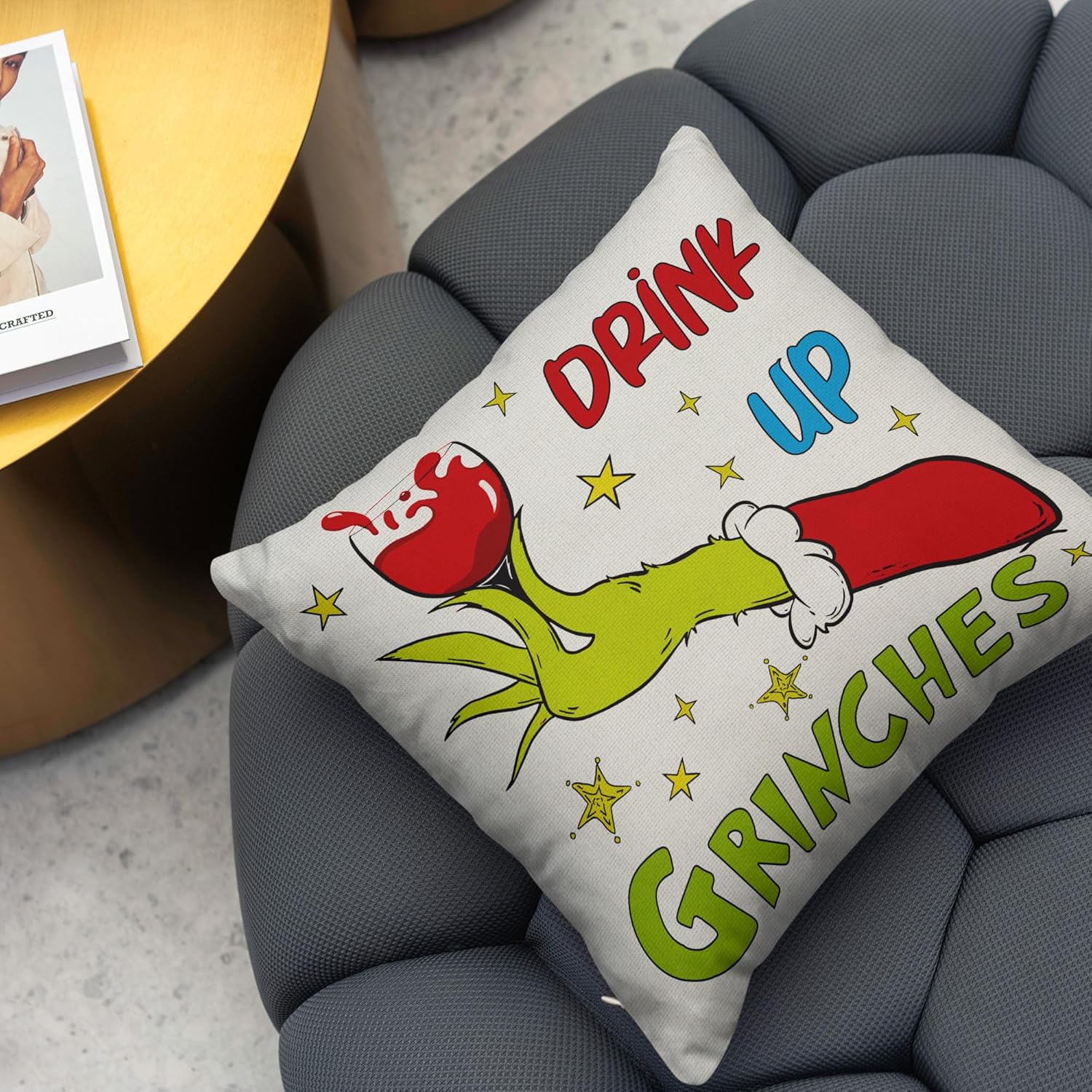 Funda de almohada Grinch para decoración de Navidad, Año Nuevo, invierno, Navidad, decoración de Navidad para fiesta en el hogar