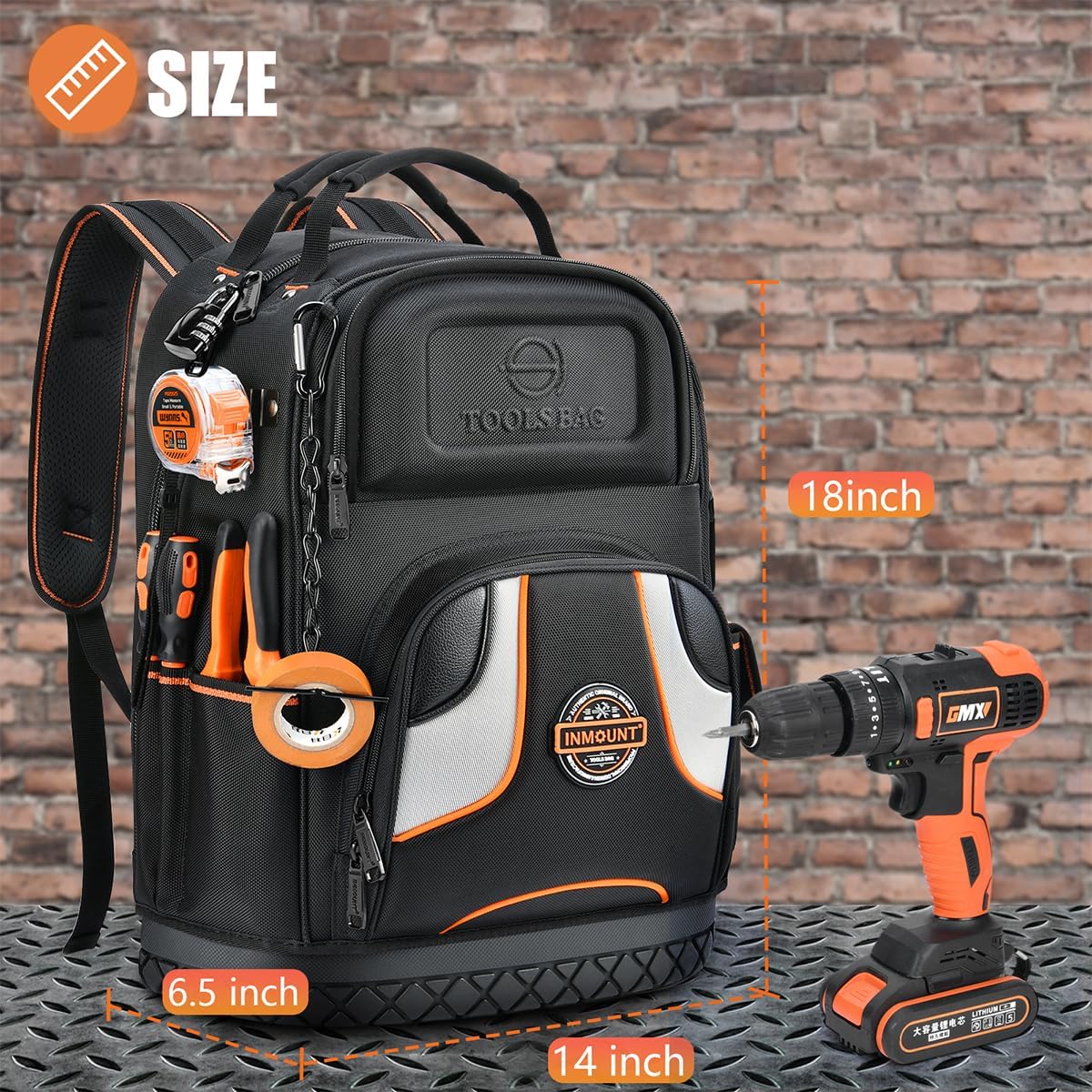 Mochila bolsa de herramientas – Mochila de herramientas resistente para hombres, mochila de herramientas HVAC con base moldeada sólida bolsas