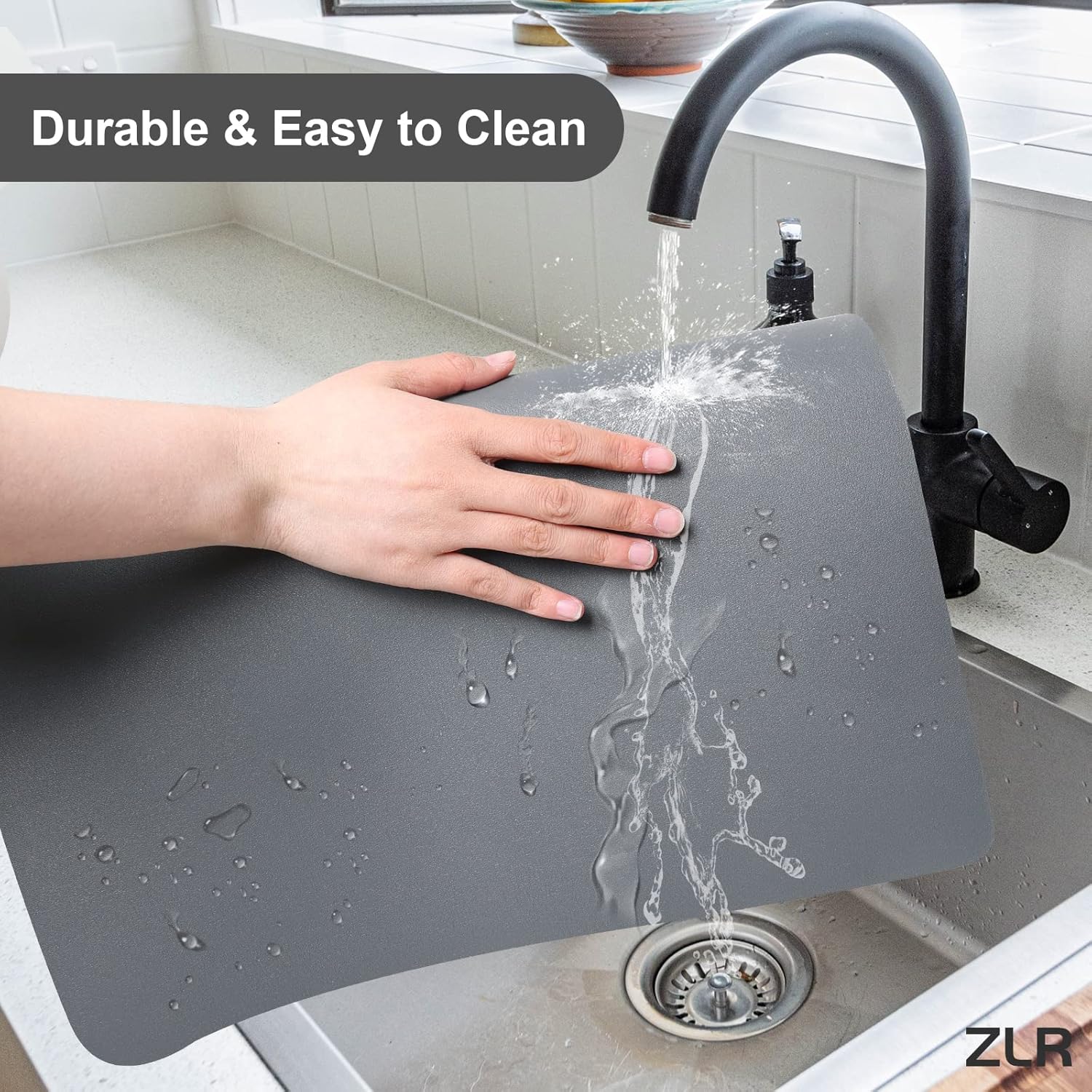 ZLR Tapete de café  Tapete de secado de cocina extra grande absorbente de 16 x 24 pulgadas para platos, tapete de barra de café fácil de limpiar
