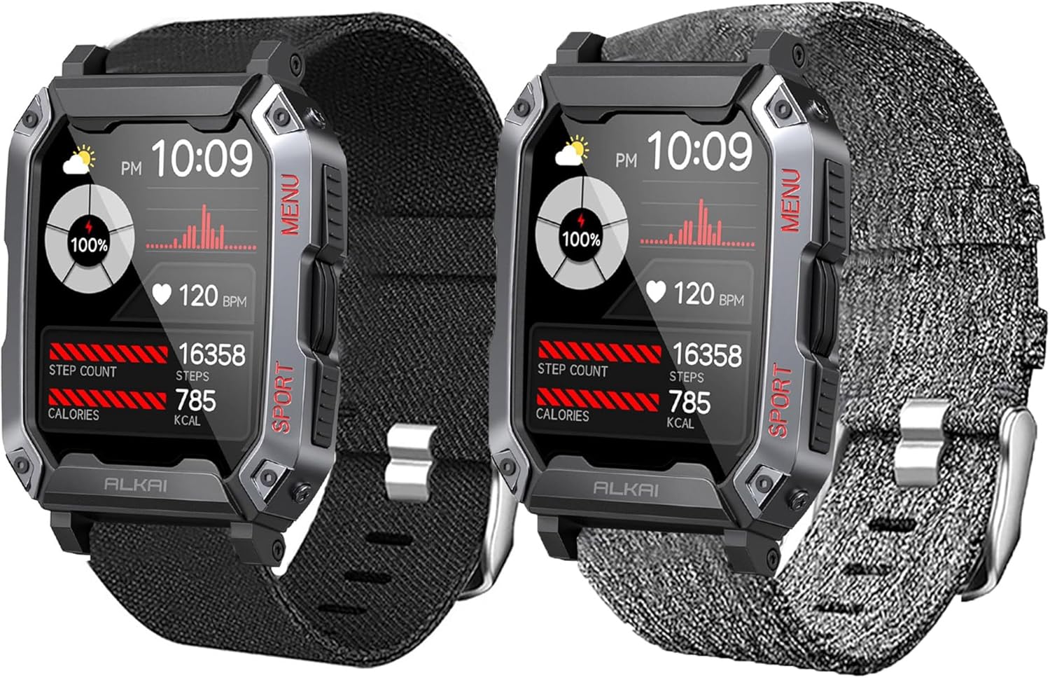 Lamshaw Compatible con ALKAI N27 Smart Watch, correa de repuesto de tela tejida de nailon transpirable compatible con ALKAI N27 2.02 pulgadas Smart