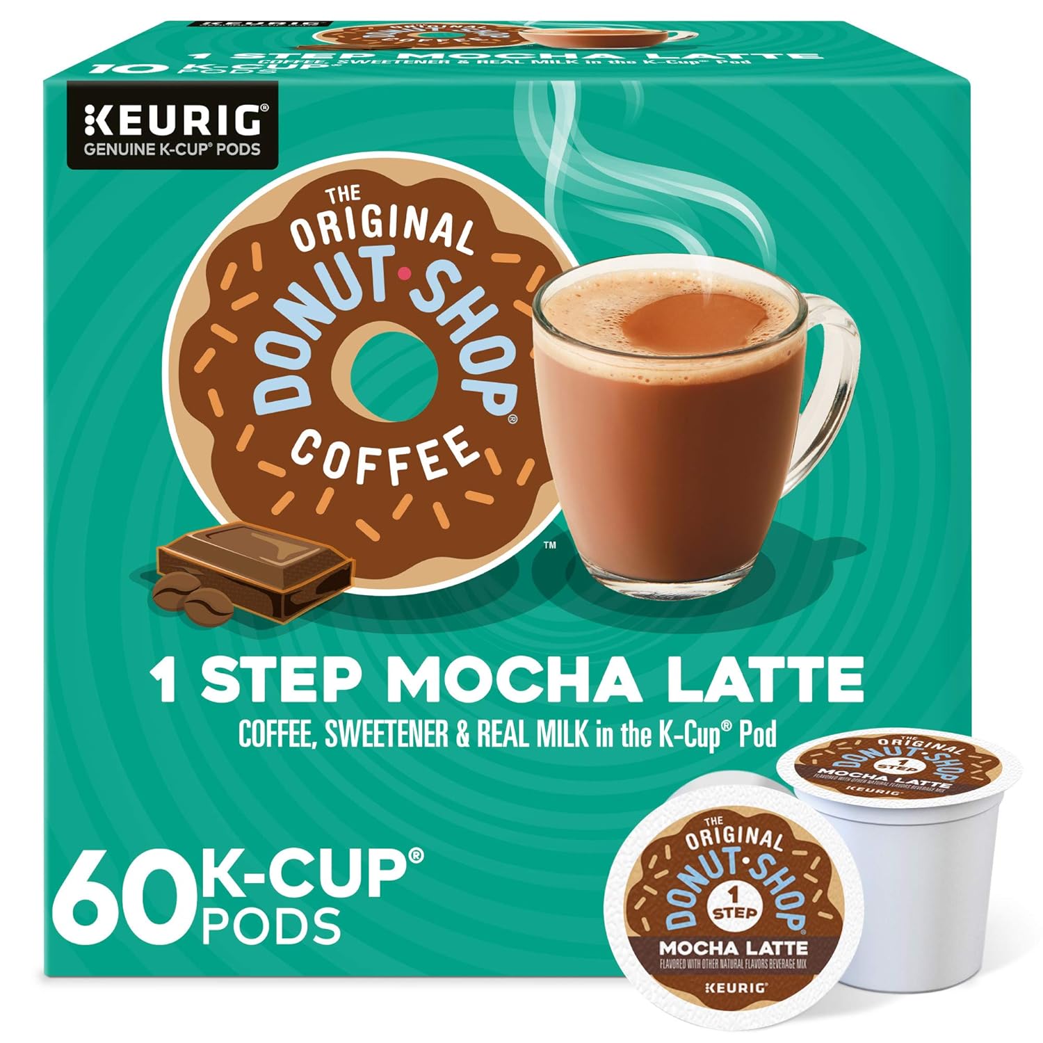 The Original Donut Shop – Cápsulas de Mocha Latte para Single Serve Coffee K-Cup, café saborizado, 60 unidades