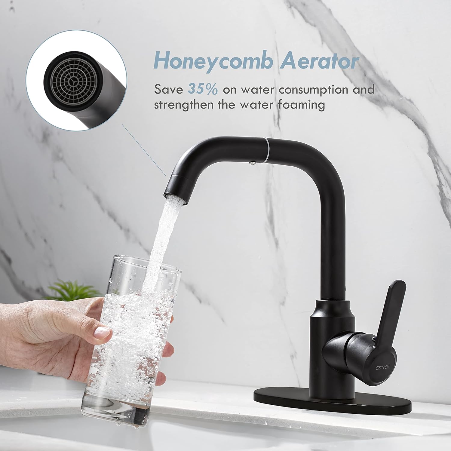Grifo de baño para fregadero de 3 agujeros, grifo de lavabo de baño de 4 pulgadas, gira 1 agujero grifo de baño negro con cubierta