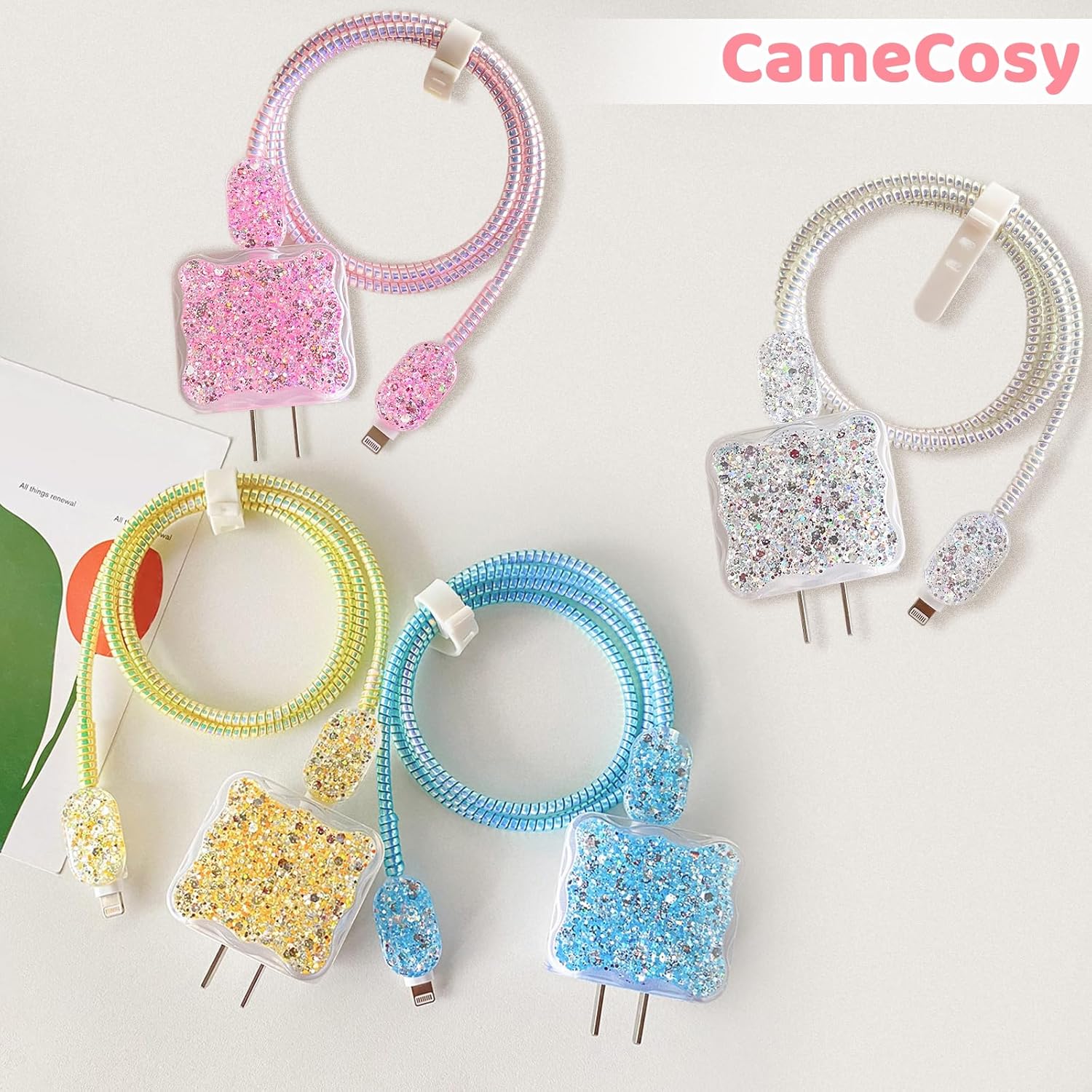 Protector de cable de lujo adecuado para cargador de iPhone de Apple, diseño de borde ondulado, funda USB de línea de datos, protector de cargador