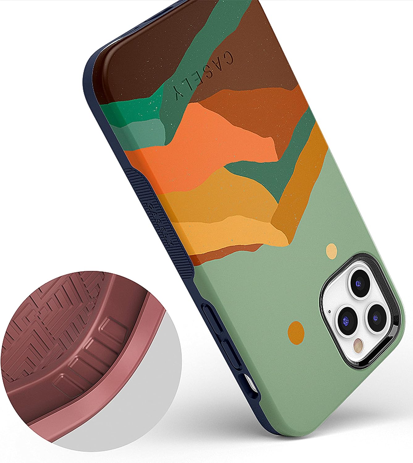 Casely Funda para iPhone 12 Pro Max  Compatible con MagSafe  Endless Peaks  Funda de montaña con bloques de color