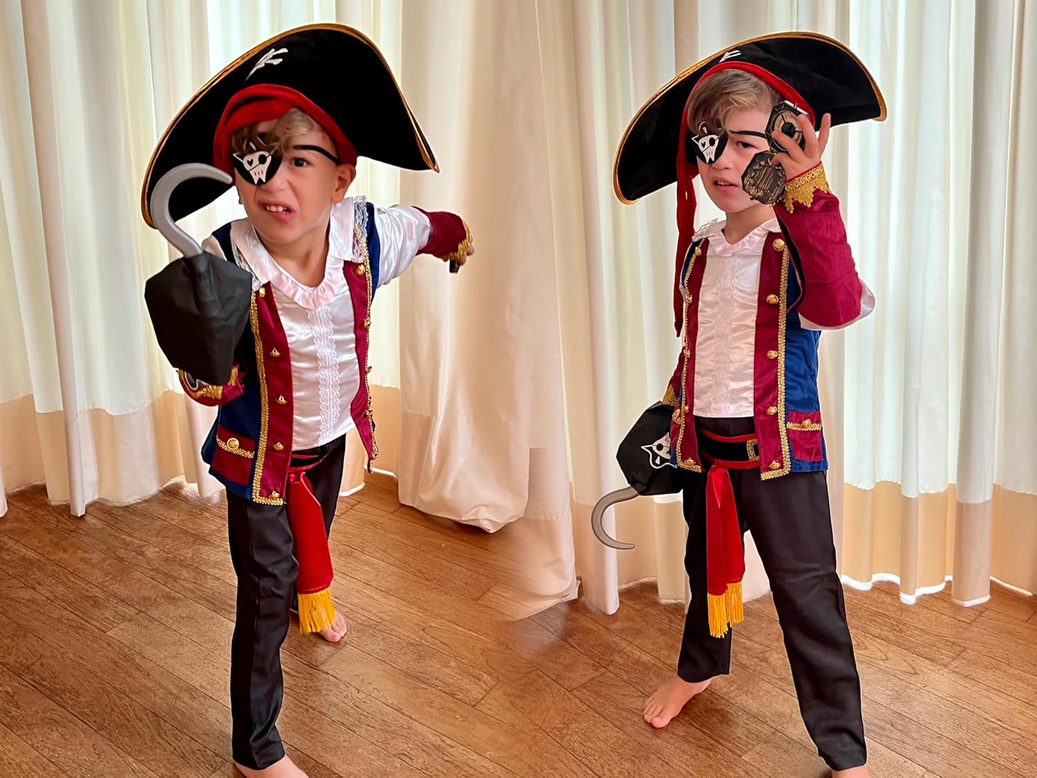 ReliBeauty Disfraz de pirata para niños pequeños, disfraz de pirata con accesorios