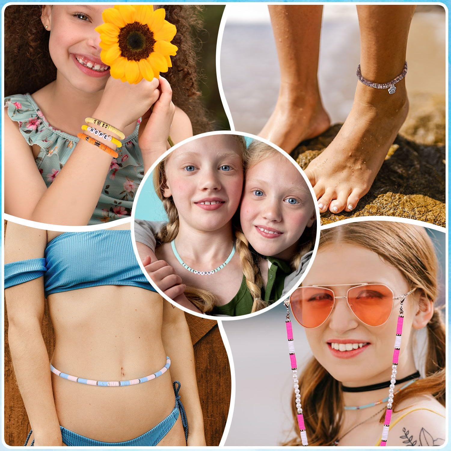 Kit de 15130 cuentas de arcilla para hacer pulseras, 72 colores de polímero Heishi planas para hacer joyas con dijes, kit de pulsera de la amistad
