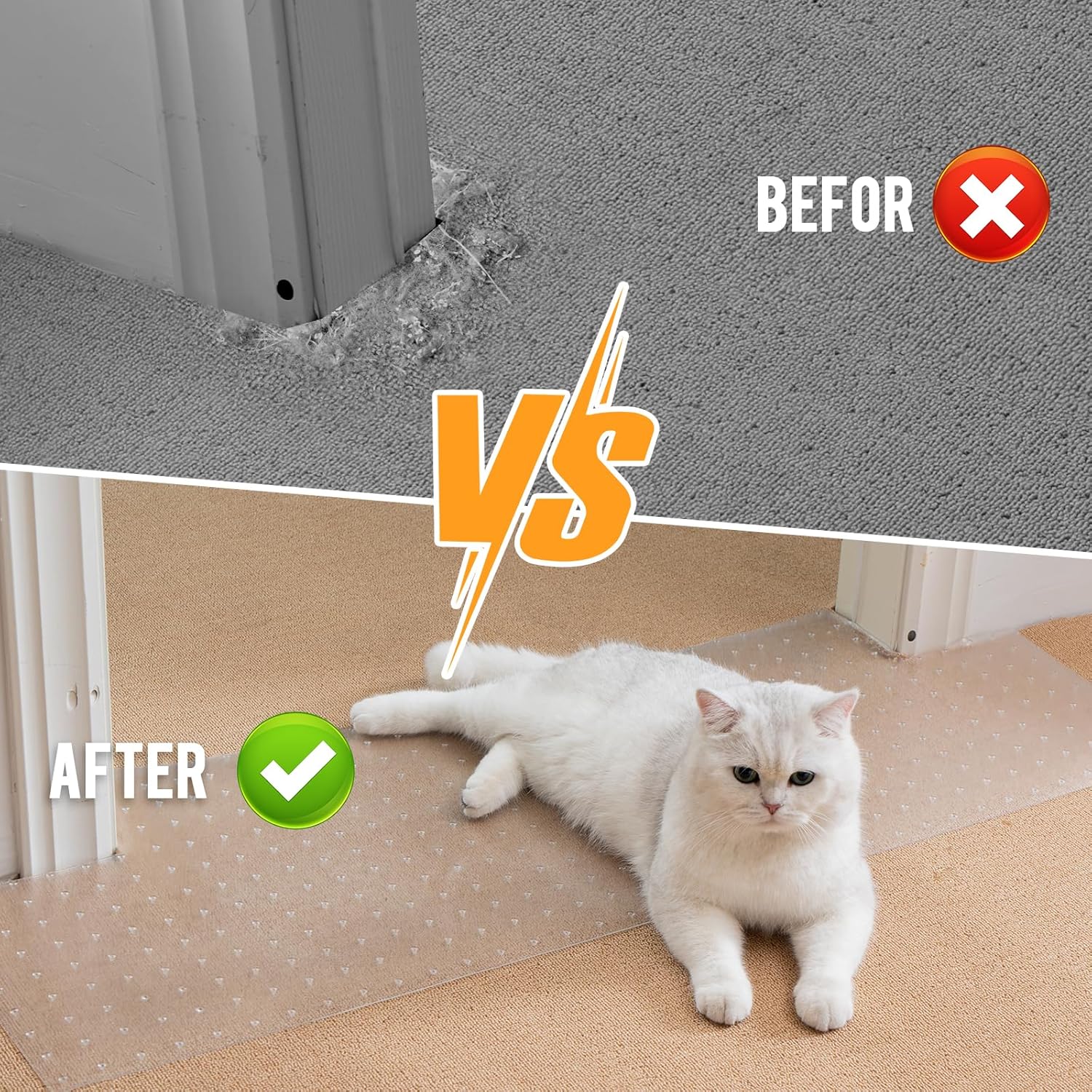 Uross Protector de alfombra para mascotas de 3.28 pies, protector de alfombra de gato para puerta, antiarañazos de gato, protector de alfombra de