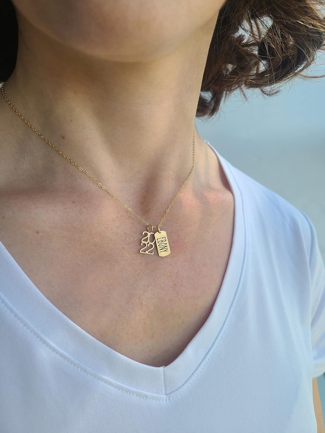 Graduate Gift Custom Senior Year Necklace – IBD – Custom Name or Quote – 14K Gold Filled Sterling Silver Charm