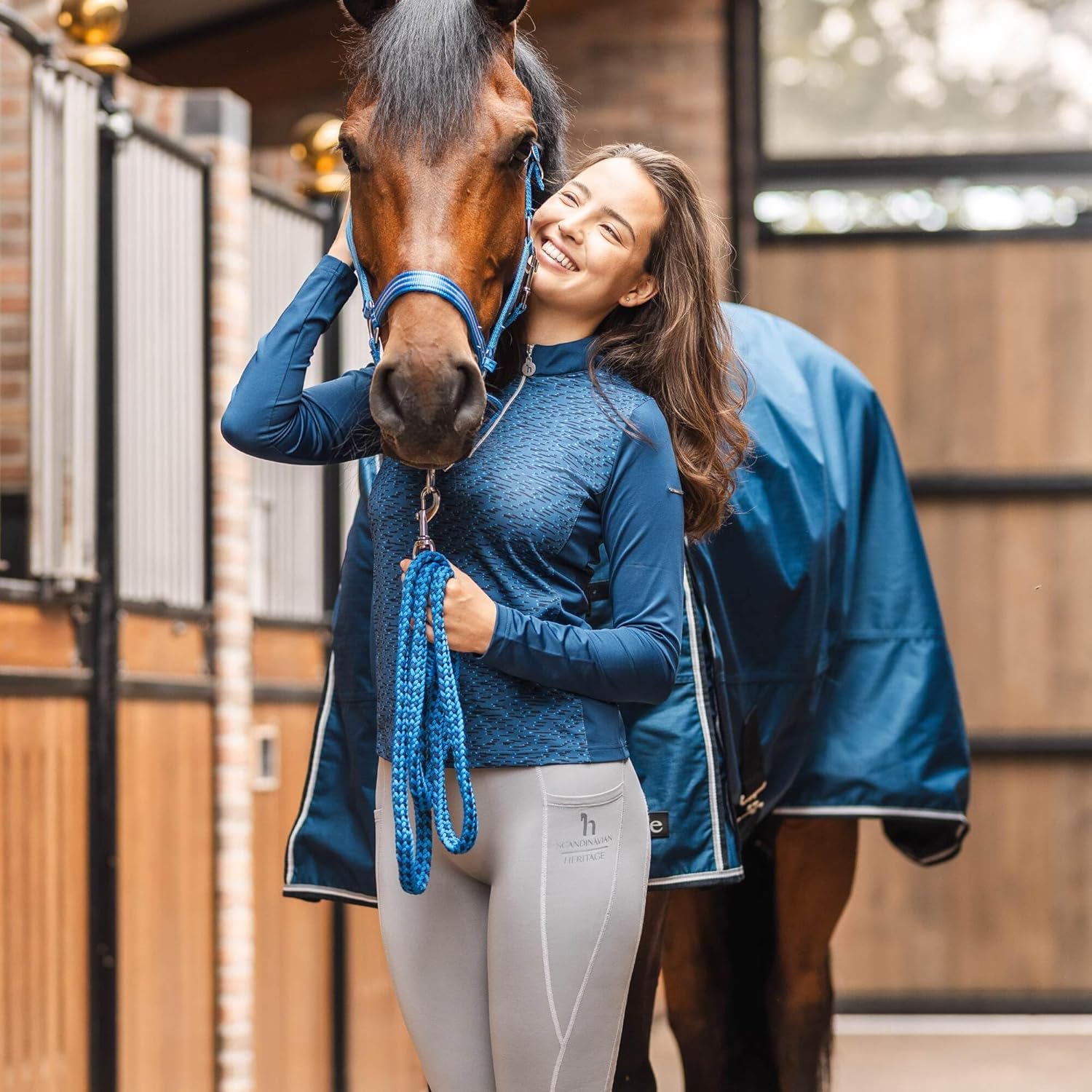 HORZE Glasgow – Hoja de caballo impermeable ligera (sin relleno), color azul ópalo, 78 pulgadas