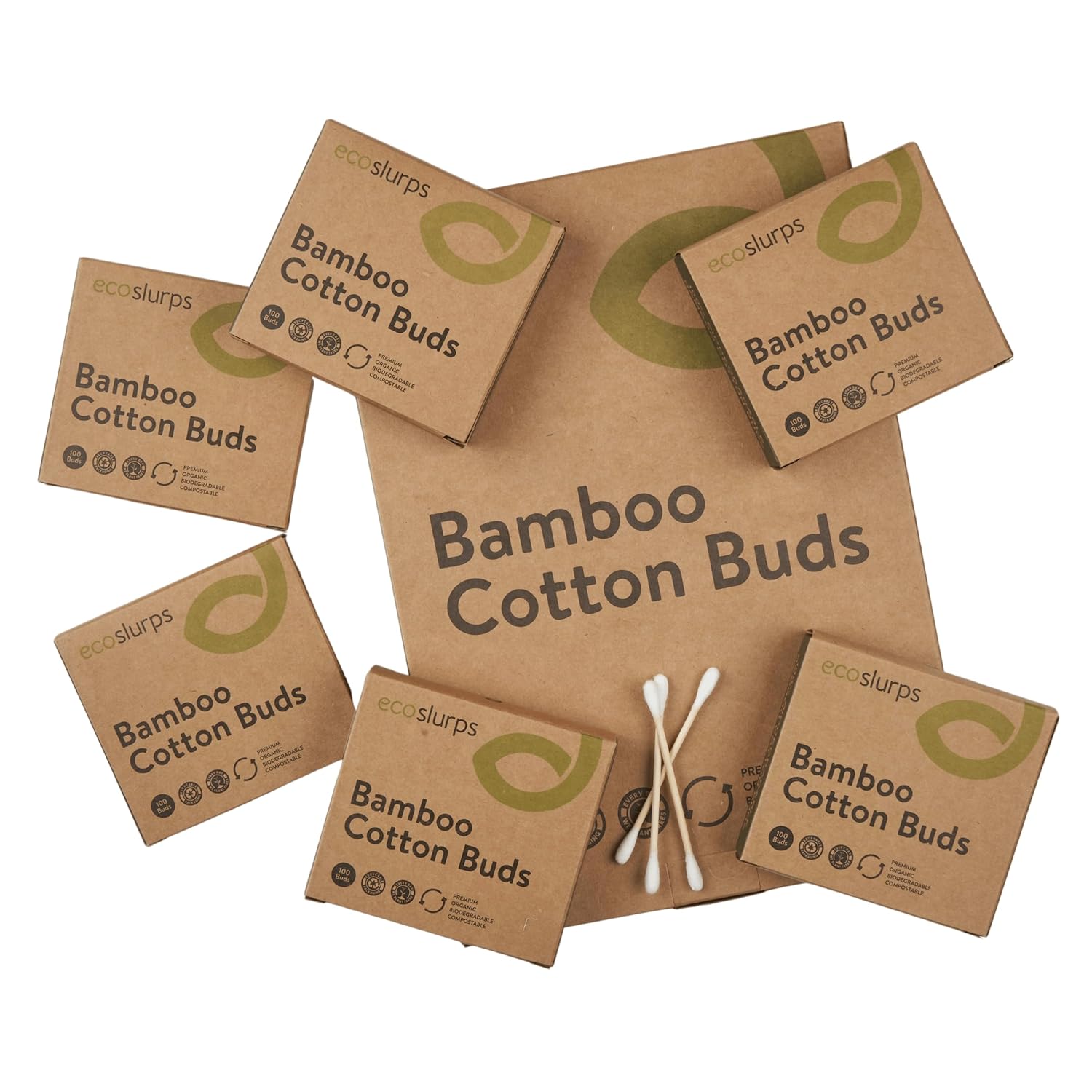 600 hisopos de algodón de bambú, caja familiar grande de capullos de algodón biodegradables, ecológicos, sin plástico en cada hisopo de algodón (6 x