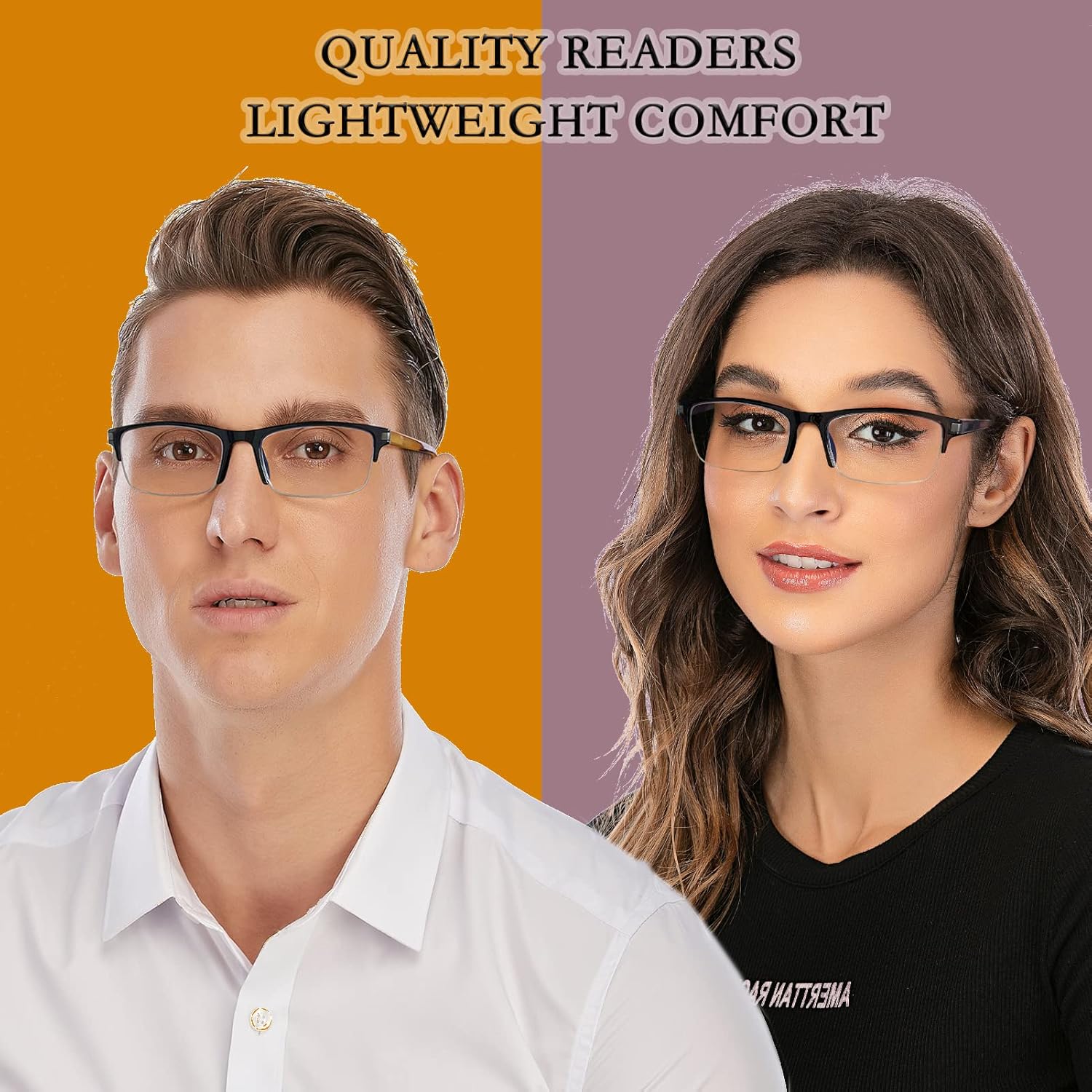 AQWANO Paquete de 4 lentes de lectura de medio marco para hombres y mujeres, con bloqueo de luz azul, calidad elegante, clásica, antirreflejos,