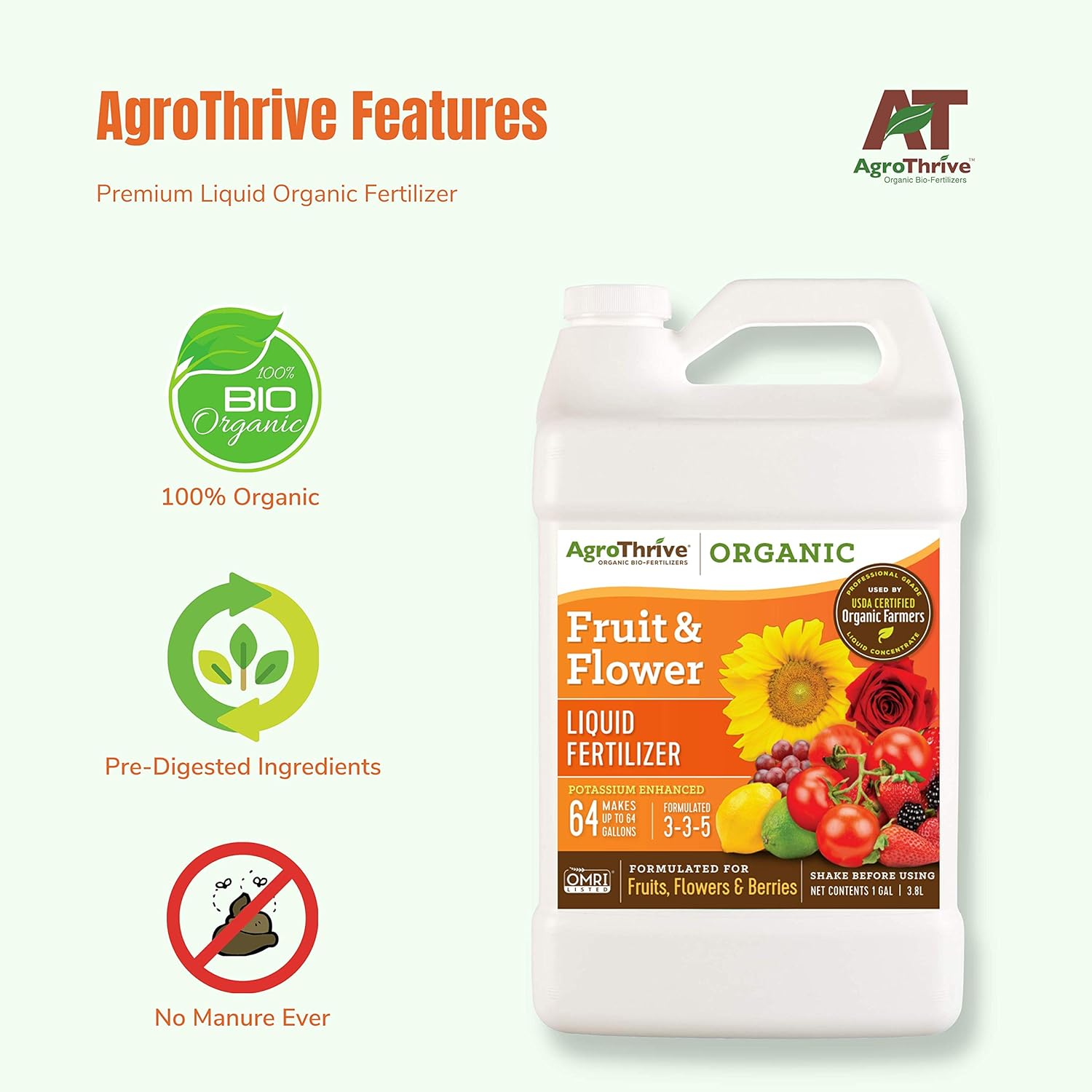 Fertilizante orgánico AgroThrive  Frutación y floración