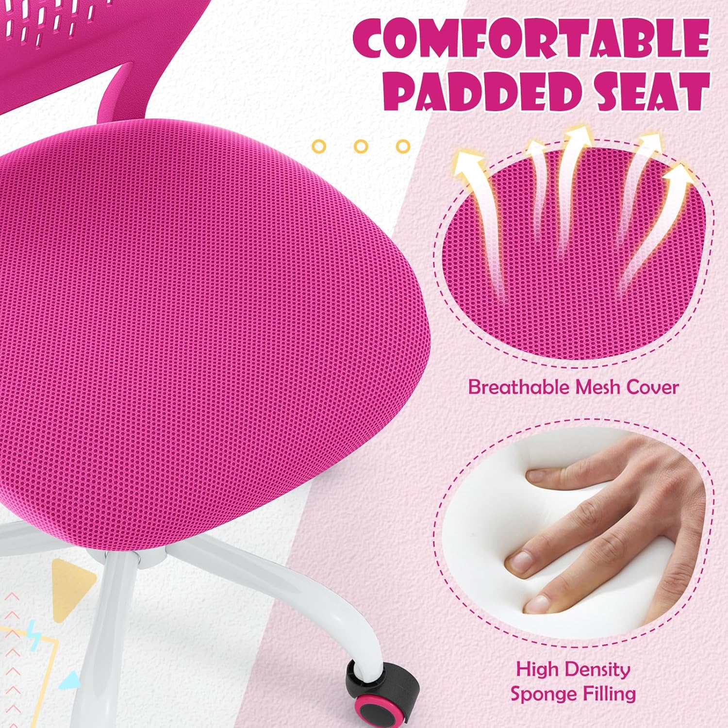 POWERSTONE Silla de escritorio pequeña, silla de computadora para oficina en casa, silla de trabajo sin brazos, silla giratoria ajustable con