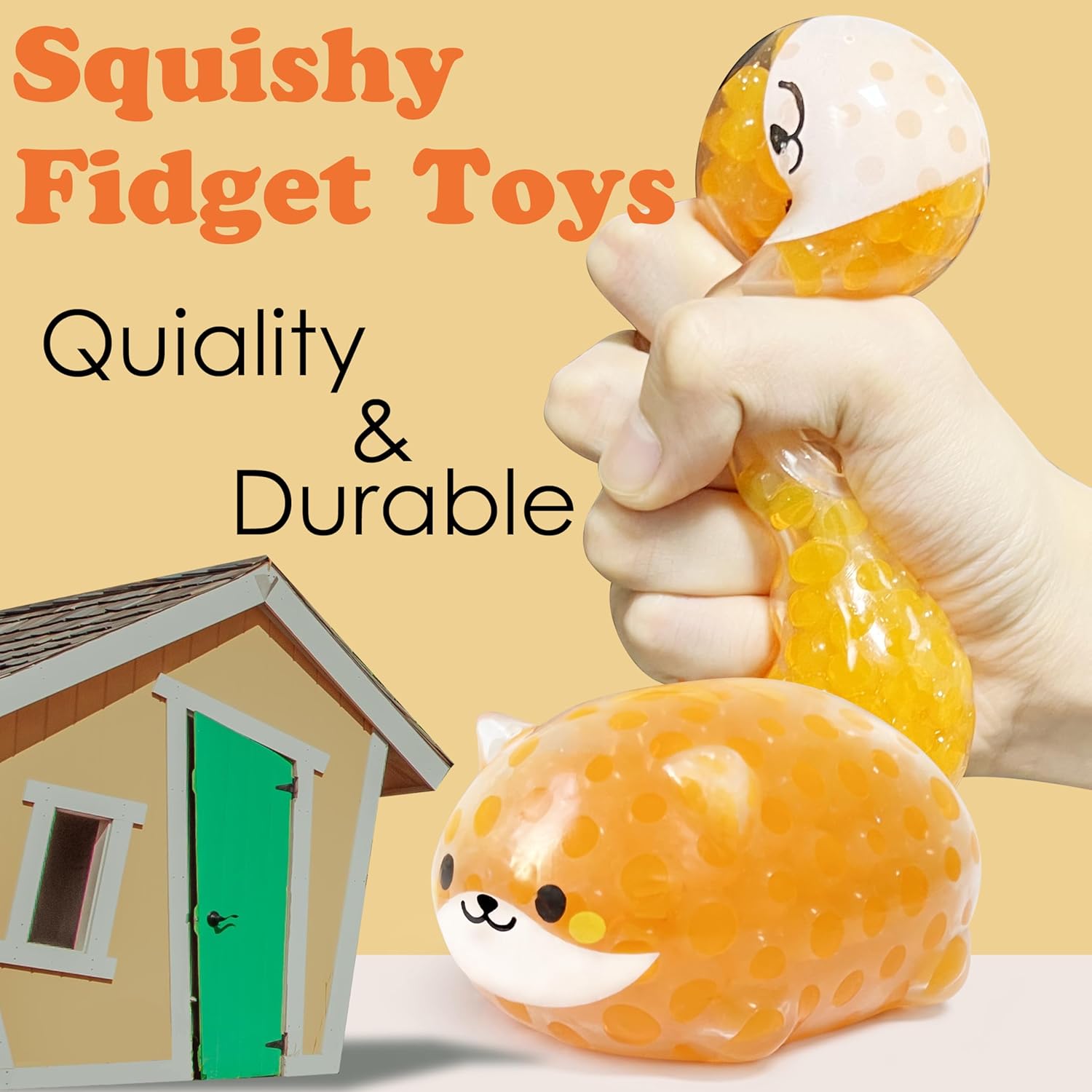 Juguetes esponjosos Shiba Lnu naranja, bolas de estrés de animales para adultos (paquete de 1) bola antiestrés, juguetes para adultos, regalos de
