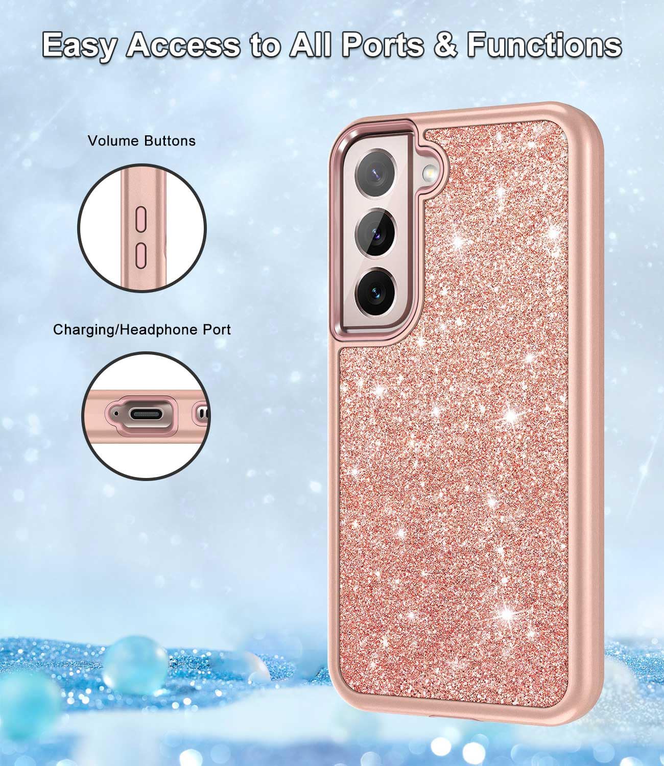 Btscase Funda para Samsung Galaxy S22+S22 Plus 5G, patrón de mármol 3 en 1, resistente a prueba de golpes, cuerpo completo, policarbonato duro y