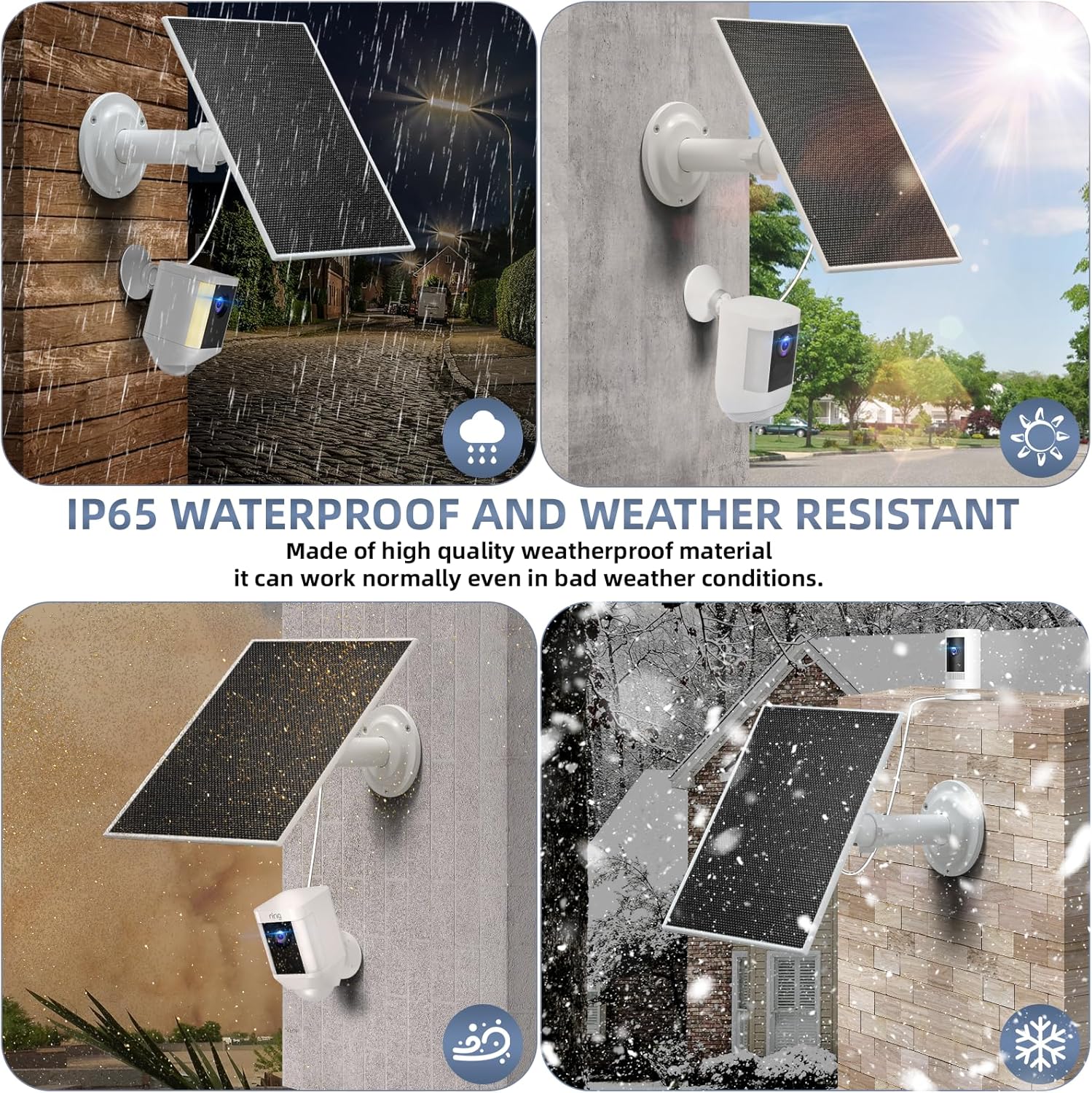 Paquete de 3 paneles solares para cámara de anillo, fuente de alimentación para cámara Ring Spotlight Plus  Pro, batería de cámara Ring Stick Up,