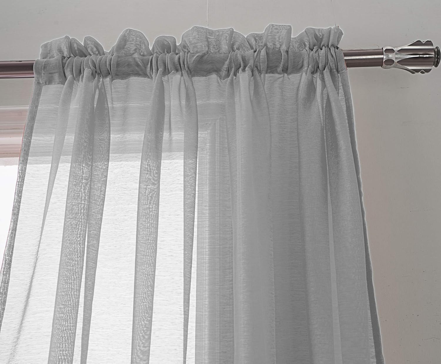 RT Designers Collection Celine – Cortina transparente con bolsillo para barra, 55 x 90 pulgadas, color plateado