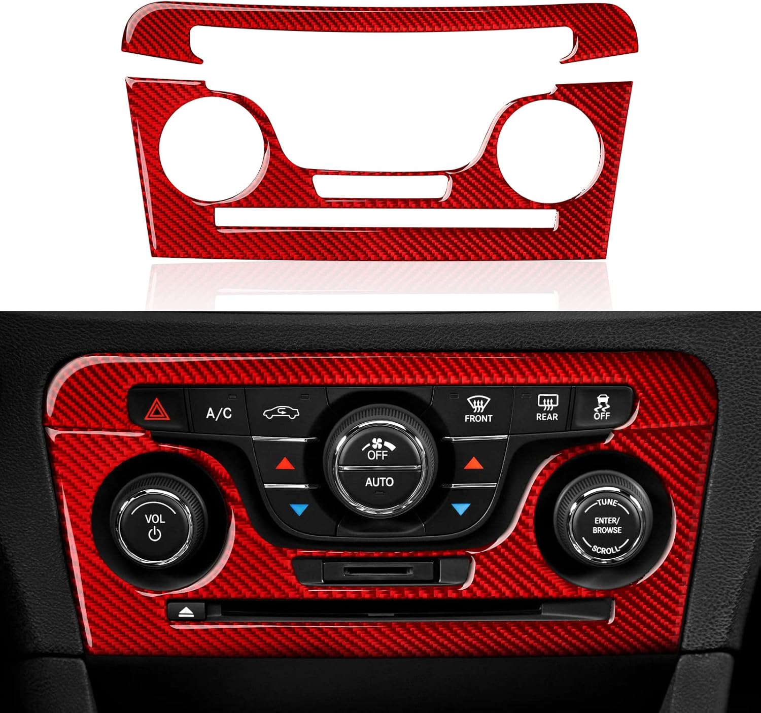 BRMYL Coche aire acondicionado interruptor de volumen central control calcomanías para 2011 2012 2013 2014 Dodge cargador accesorios fibra carbono