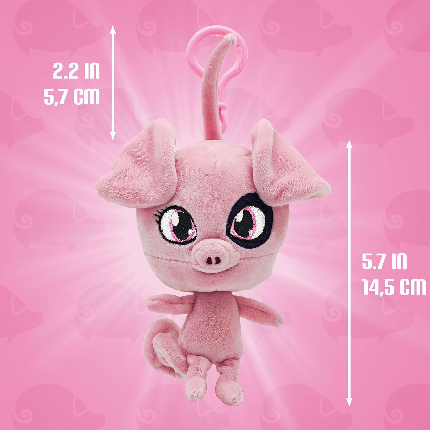 Miraculous Ladybug – Kwami Lifesize Daizzi, juguete de peluche de cerdo de 5 pulgadas con clip para niños, juguete de peluche coleccionable súper