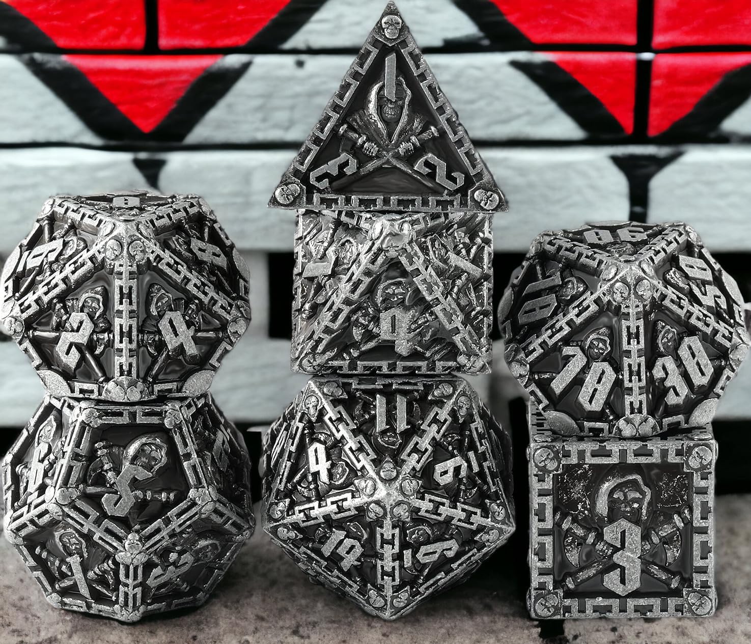 Grim Reaper – Juego de dados de metal DND, juego de dados poliédricos de Calabozos y Dragones, accesorios para D&D, dados para juego de rol d y d