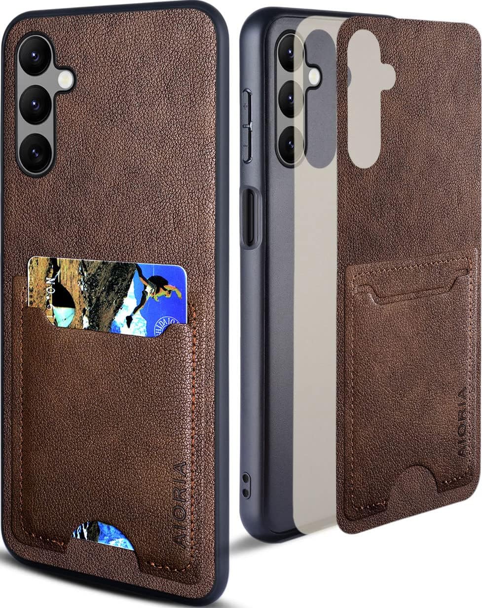 AIORIA Funda para Samsung Galaxy A14 con tarjetero de cuero de primera calidad, ranura para tarjeta retro, funda protectora completa para Samsung