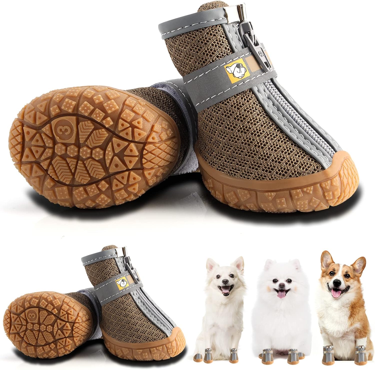 Hcpet – Zapatos para perros pequeños, botas transpirables, protectores de patas para pavimento caliente, botas de senderismo de nieve para invierno,
