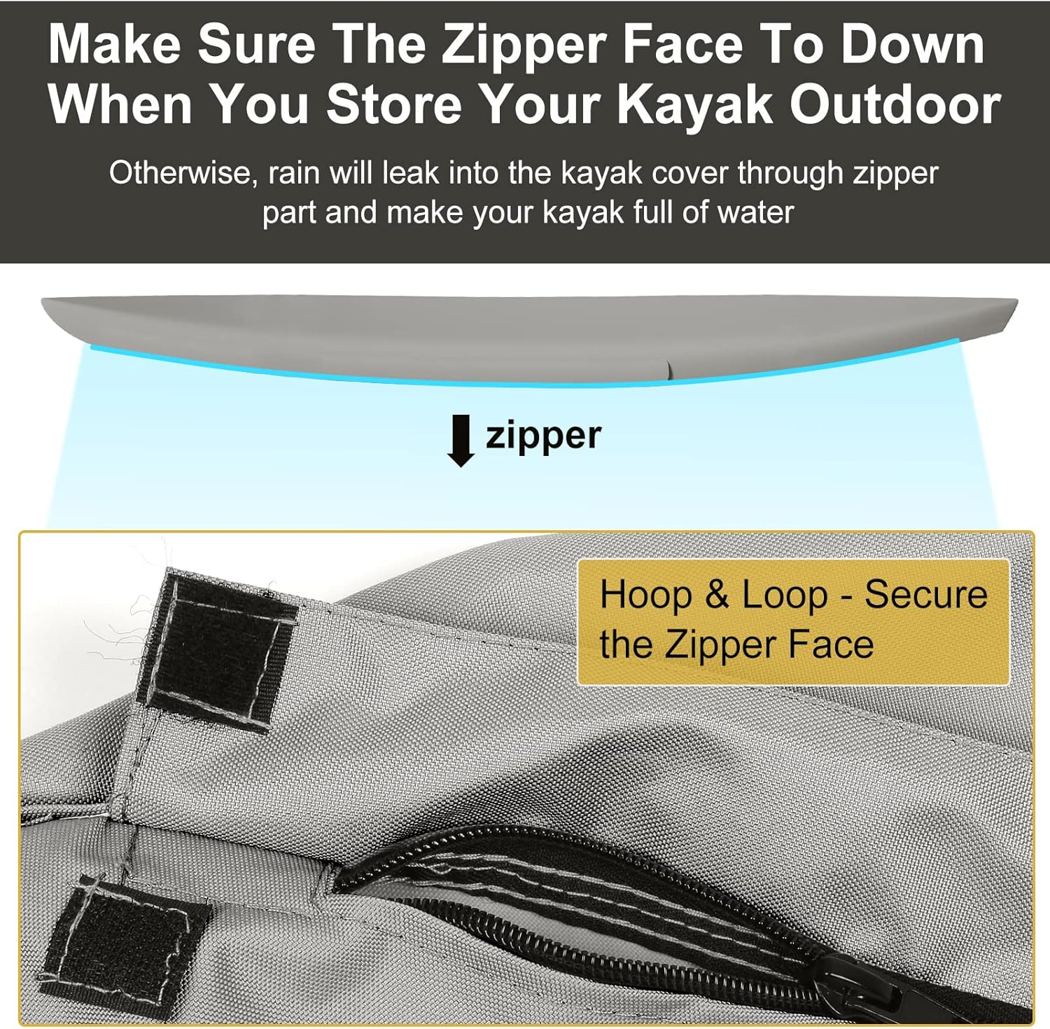 Funda para kayak 100% impermeable para almacenamiento al aire libre, solución teñida, a prueba de decoloración, protección para todo tipo de clima,