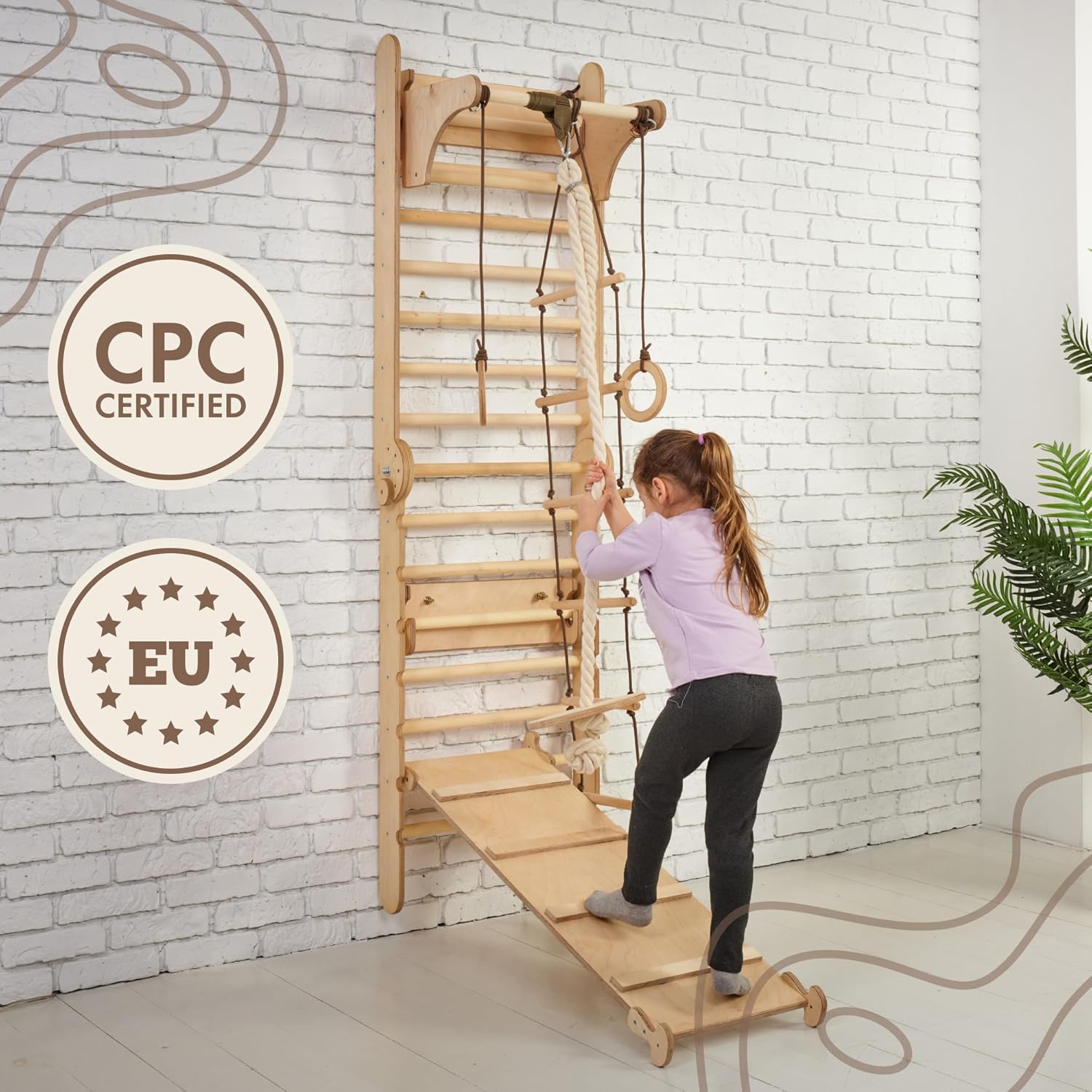 Escalera sueca Gimnasio para niños – Montessori Play Gym Escalada Set – Juguetes de escalada de madera para niños pequeños de 1 a 3 años