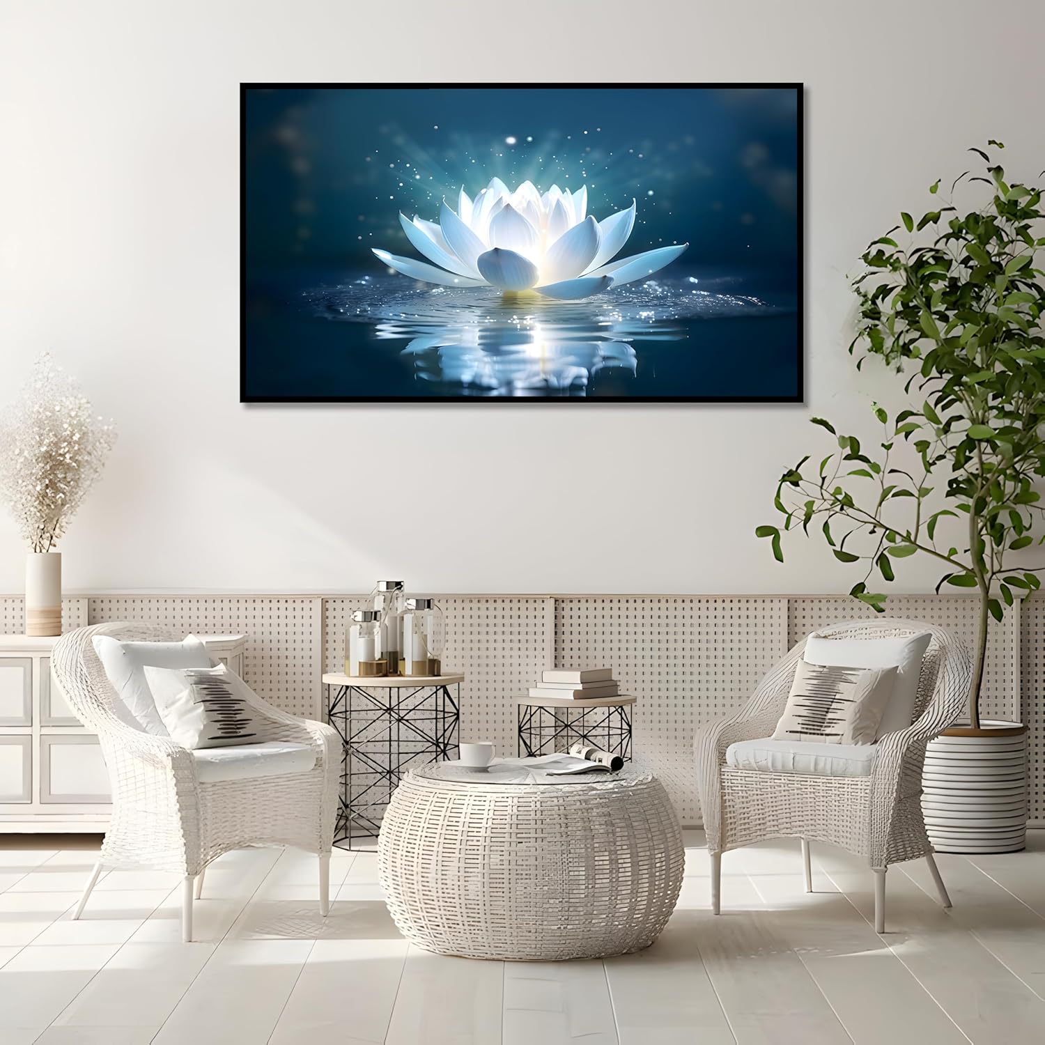 ICEWQOQU Lienzo impreso para pared, lienzo de loto, arte de pared zen, spa, lienzo, meditación, espiritual, dormitorio, baño, decoración del hogar