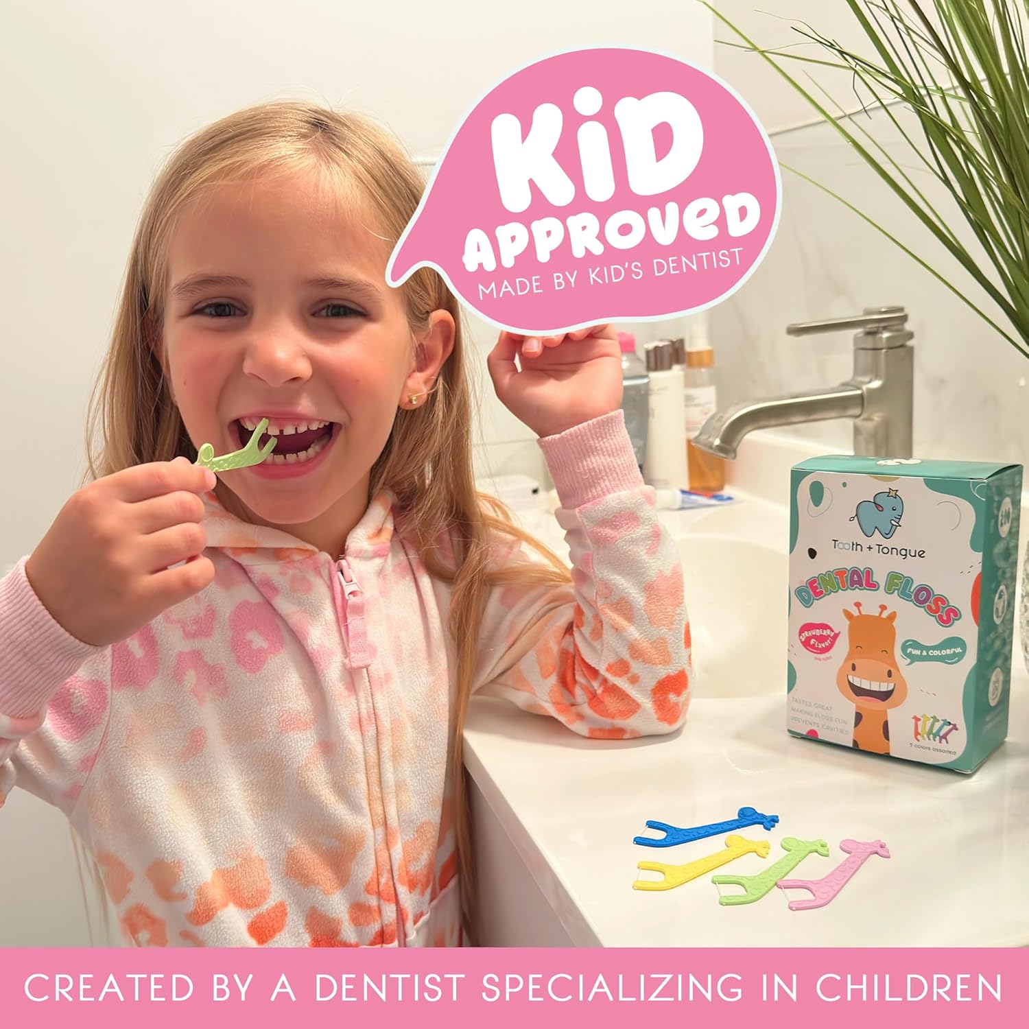 Hilo dental para niños, 200 púas de hilo dental para niños, con sabor a fresa, hilo dental para niños pequeños, previenen la caries dental, hilo