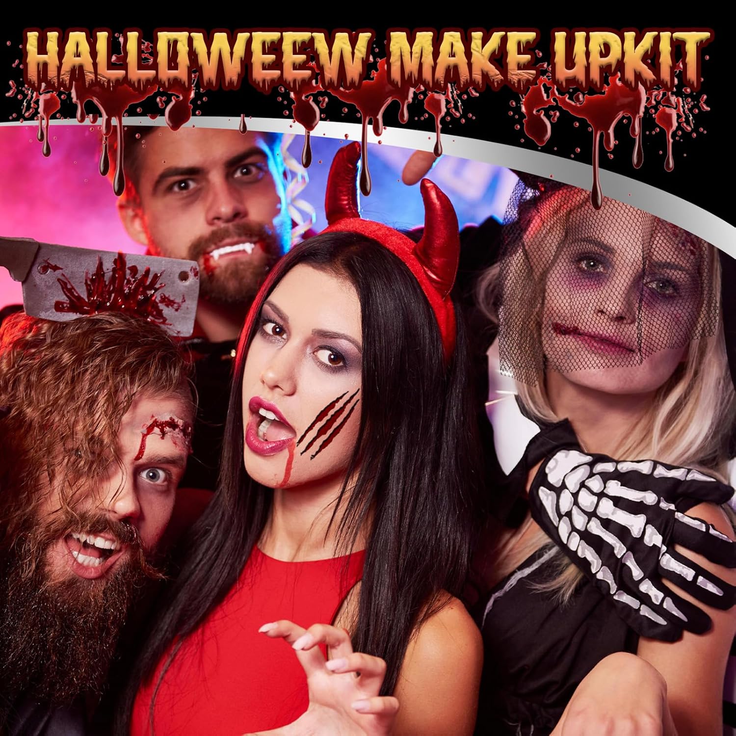 SFX – Kit de maquillaje para Halloween, suministros de maquillaje de efectos especiales  11 piezas con cera de cicatrices, sangre coagulada,