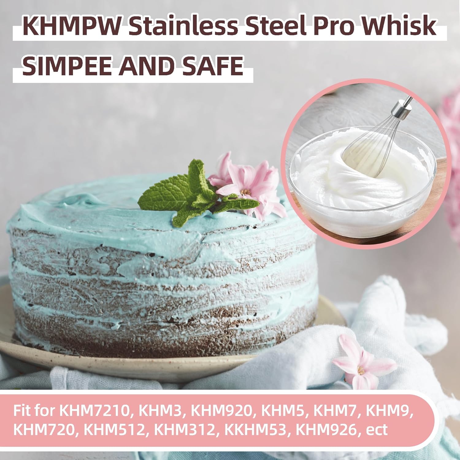 KHMPW Acero Inoxidable Pro Batidor de Cocina Batidor de Mano Accesorios KHM512BM KHM2B AP5644233 KHM3 KHM5
