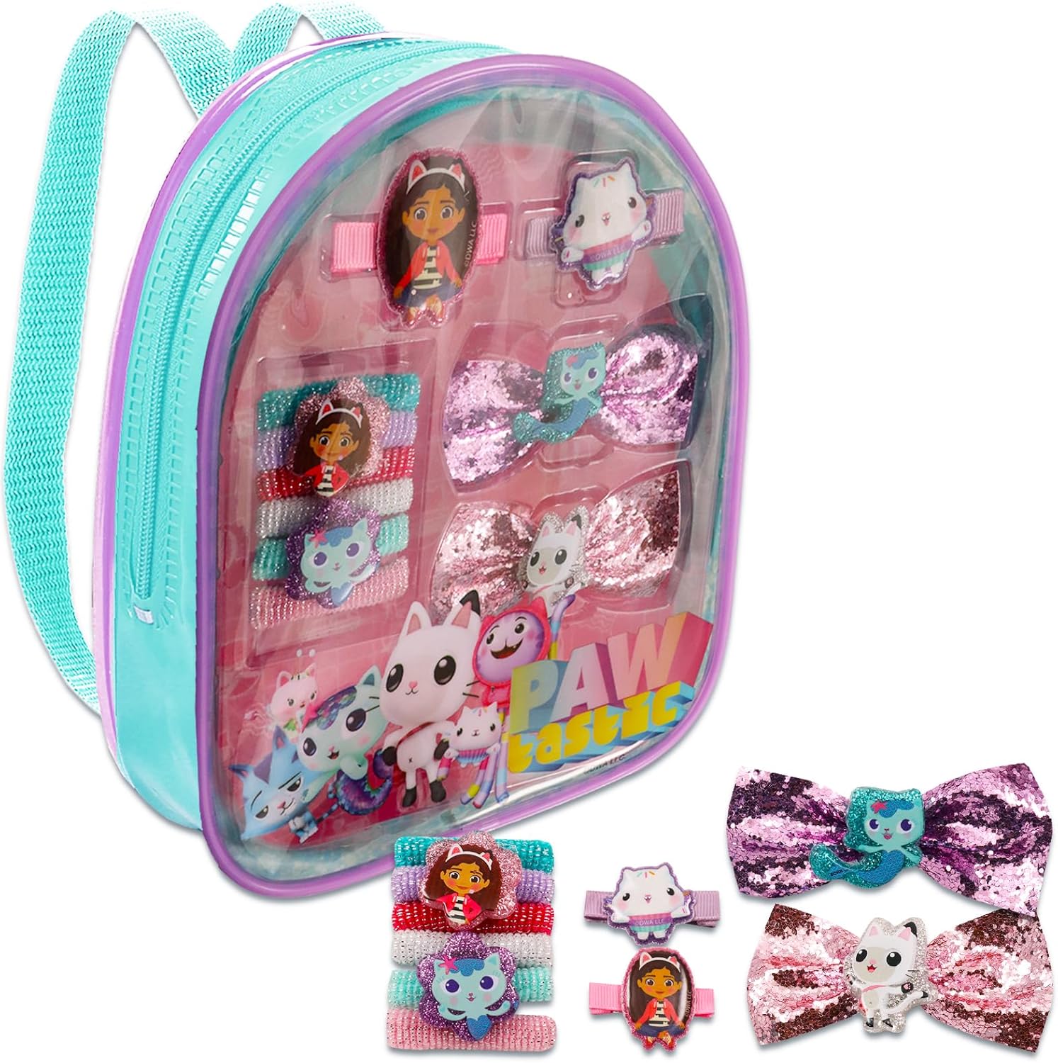 Gabby’s Dollhouse – Juego de accesorios para el cabello, paquete de 10 piezas de pelo de casa de muñecas de Gabby con bolsa de accesorios para casa