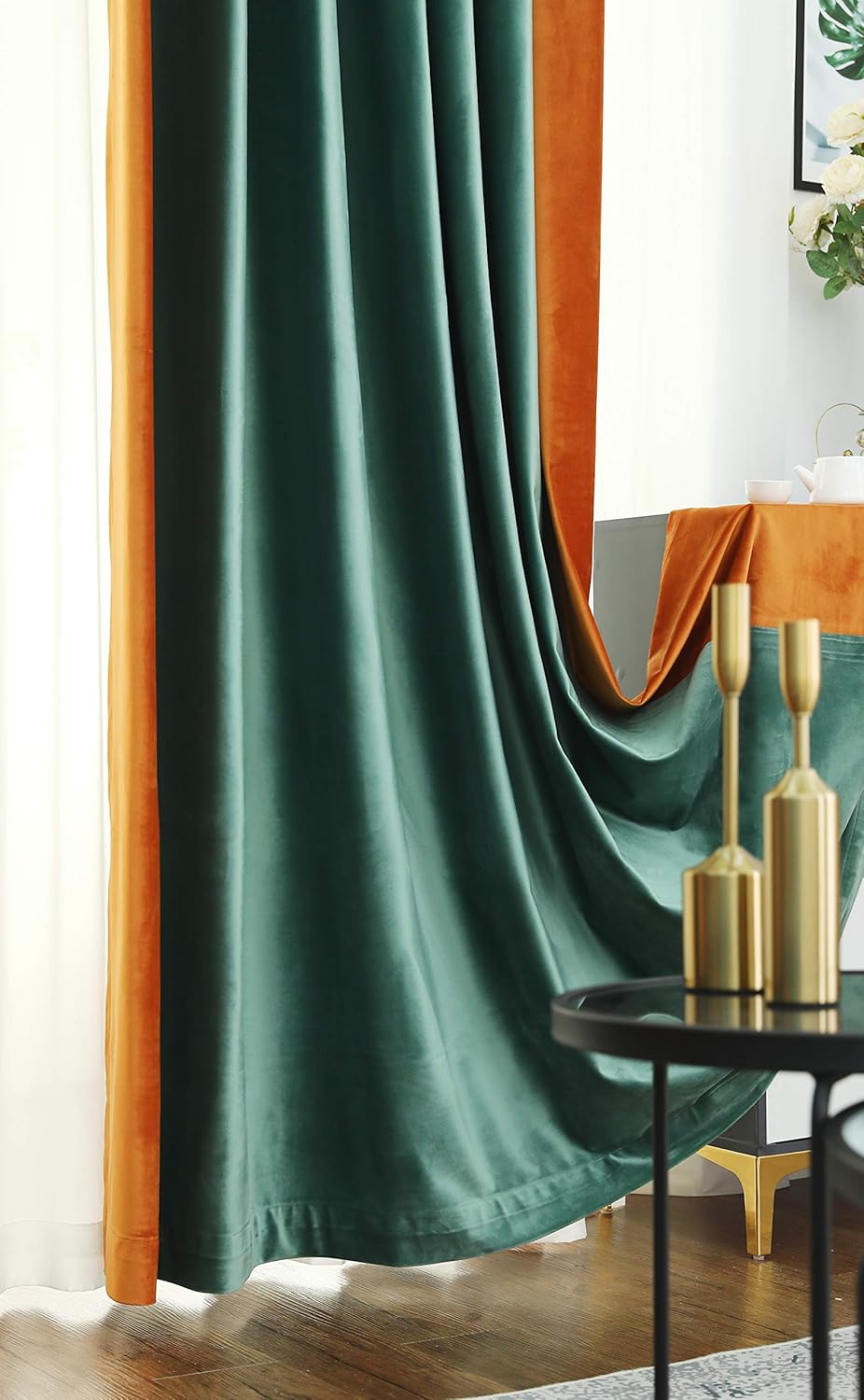 PROSPEROSE Cortina opaca térmica de terciopelo Holland grueso de doble color, 90 pulgadas de largo, cortinas de terciopelo para oscurecer la