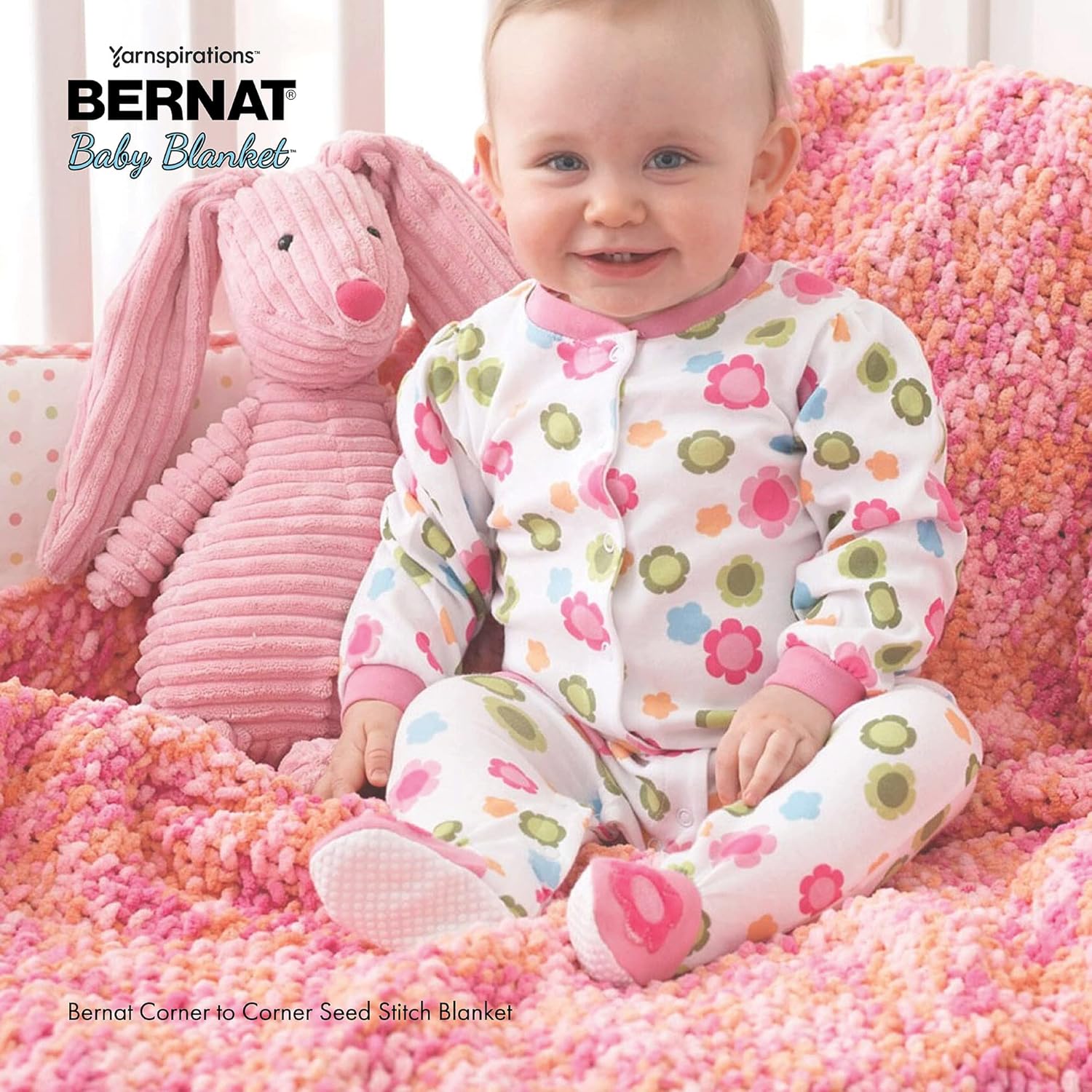 Bernat BABY BLANKET BB – Hilo blanco  1 paquete de 10.5 onzas  Poliéster  #6 súper voluminoso  220 yardas  Tejidoganchillo