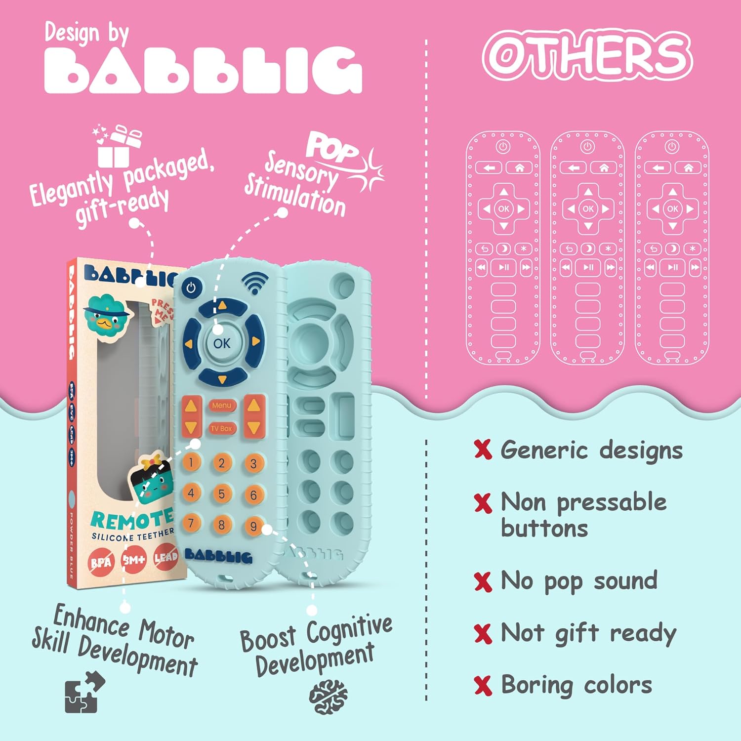 Control remoto de juguete para bebé, control remoto de dentición para bebé, sin BPA y duradero, mordedores para bebés de 0 a 6 meses, mordedores