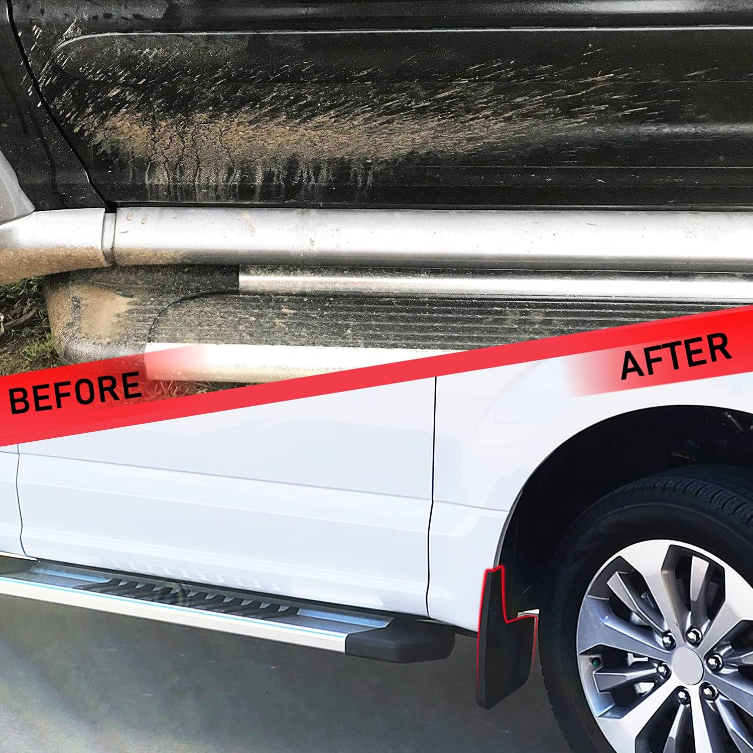 Aletas de barro para F150 2021 2022 2023 2024  No hay necesidad de taladrar agujeros, moldura de labio de rueda delantera y trasera protector contra