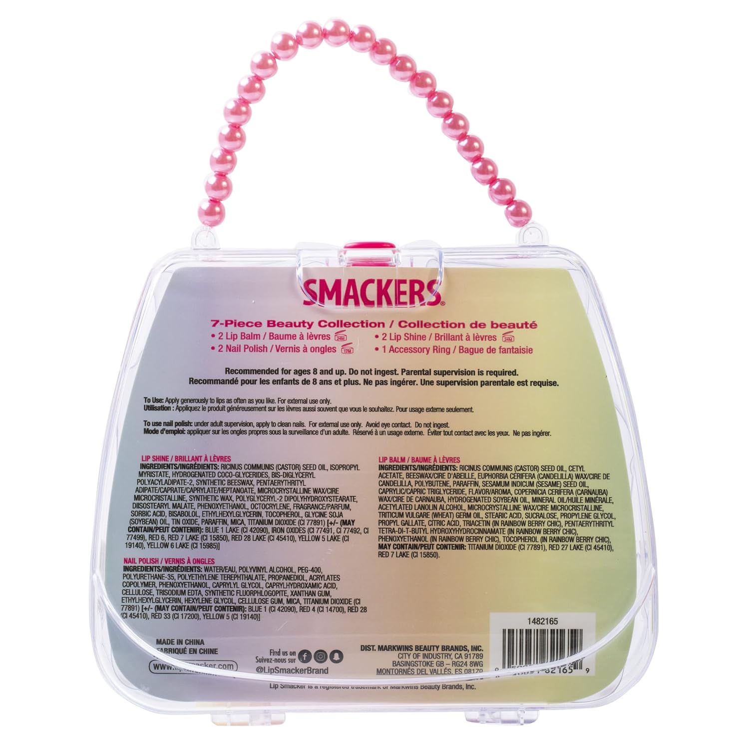 Lip Smacker Esmalte de uñas arcoíris y bálsamo labial saborizado bolsa de maquillaje para niñas  Bolso  Bolso  Colección de maquillaje de Navidad