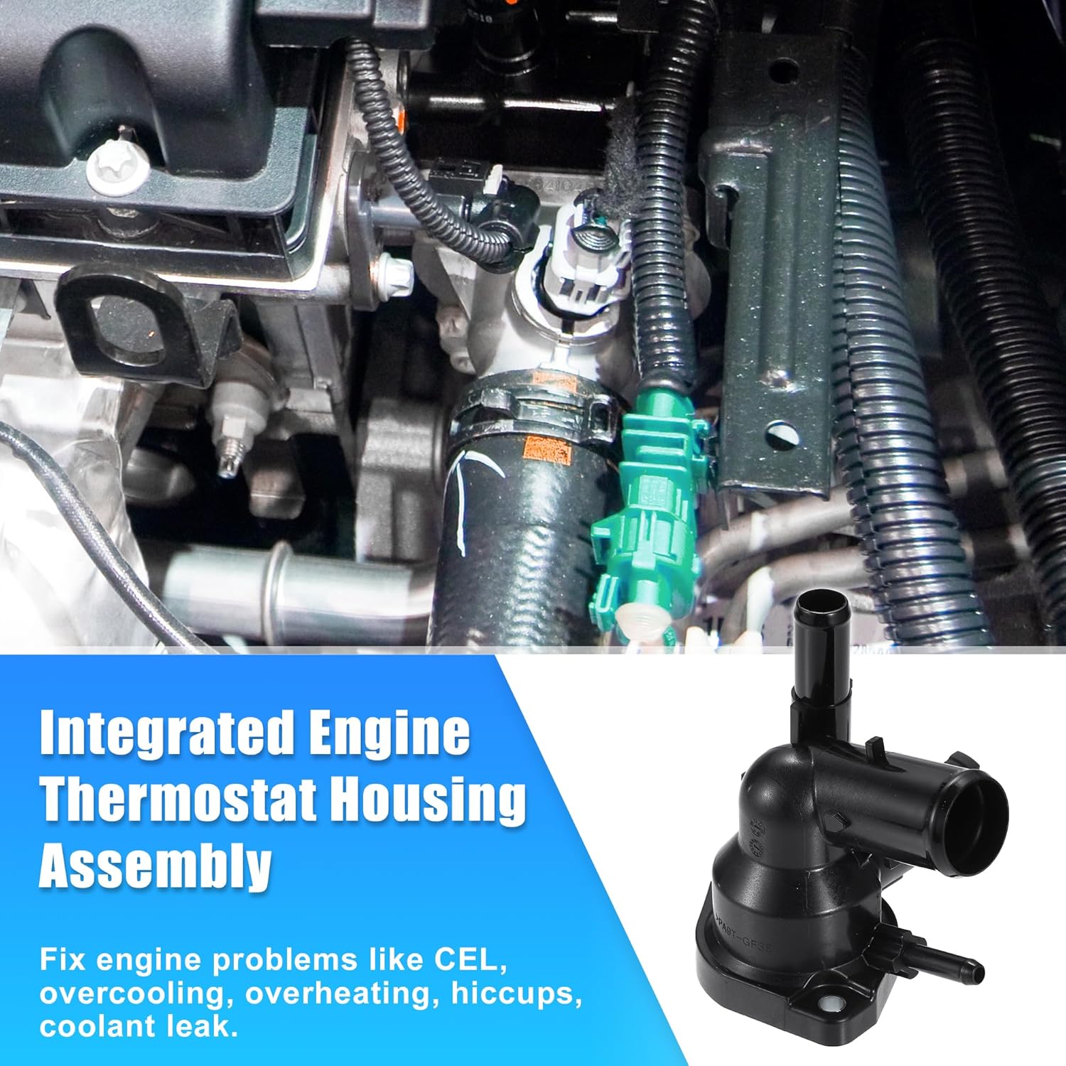 X AUTOHAUX Conjunto NO.16031-21010 de la carcasa del termostato del refrigerante del motor del coche para la base 2013-2014 2017-2021 del Toyota