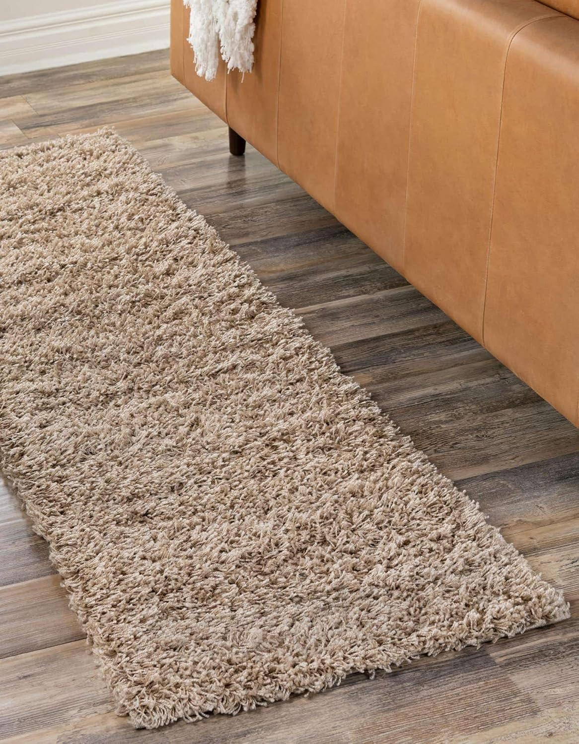 SPIRIT OF ART Solid Shag Collection – Alfombra de área (2′ 6″ x 13′ 1″ corredor, gris pardo)