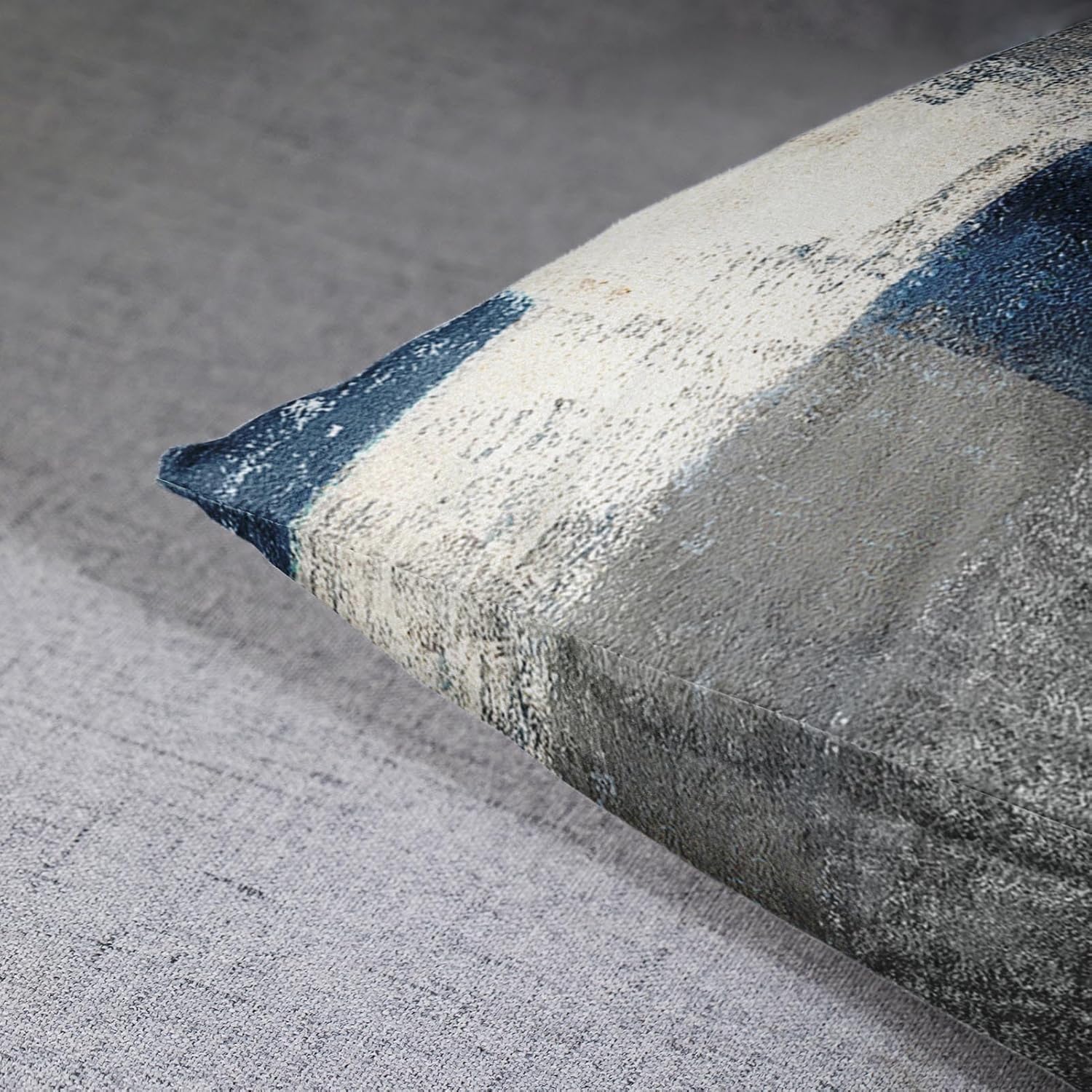Emvency Juego de 2 fundas de almohada modernas con pintura abstracta azul, blanca y gris, decorativas, para sofá, decoración del hogar, fundas de