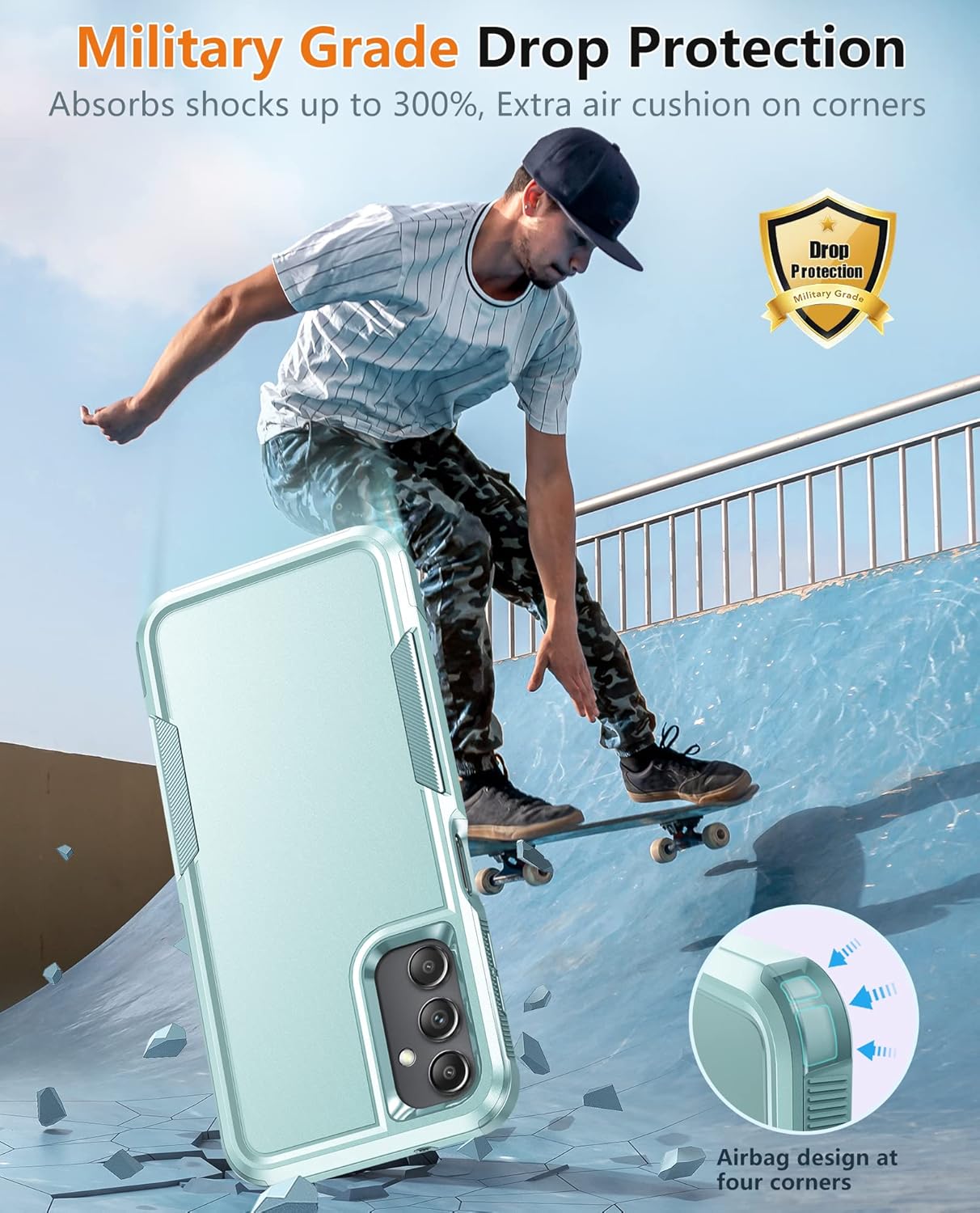 JXVM Funda para Samsung Galaxy A14 5G doble capa a prueba de golpes, militar, resistente, protección de cuerpo completo, resistente, duradera, funda