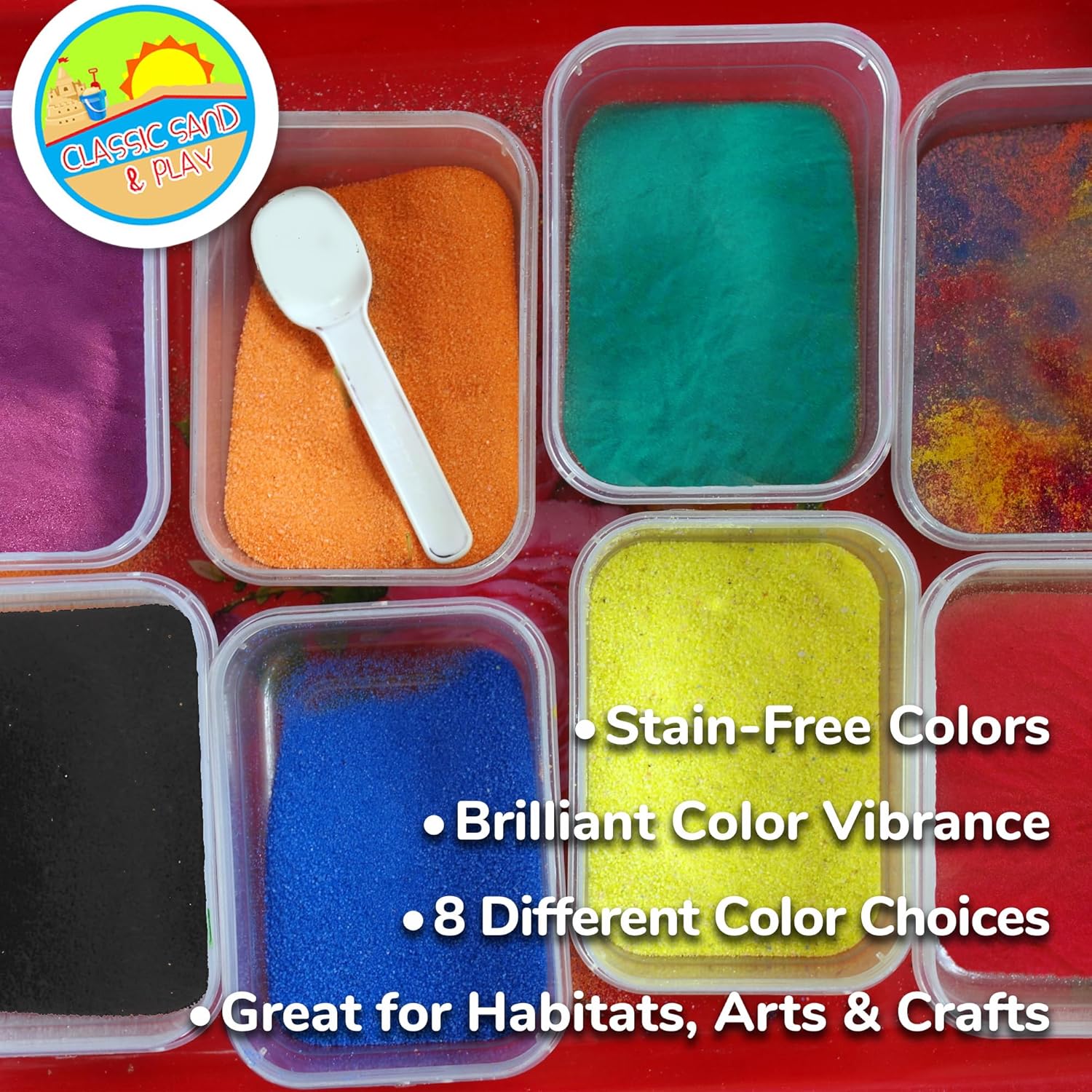 Arena clásica de juego de color arcoíris Sand and Play, bolsa de 20 libras, natural y no tóxica, divertida húmeda y seca en interiores y exteriores,