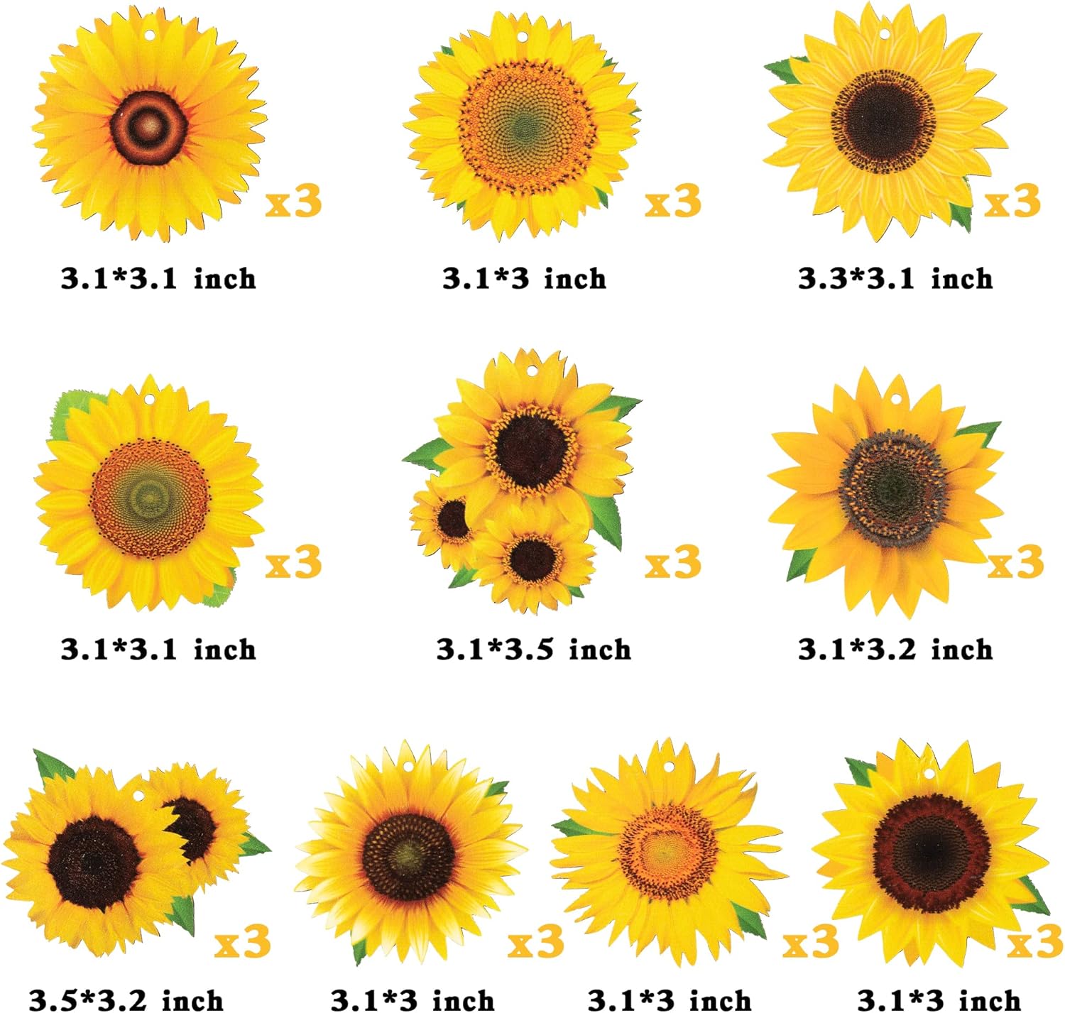 WATINC Juego de 31 adornos colgantes de madera de girasol para primavera y verano, decoración colgante de madera de girasoles, decoración rústica de